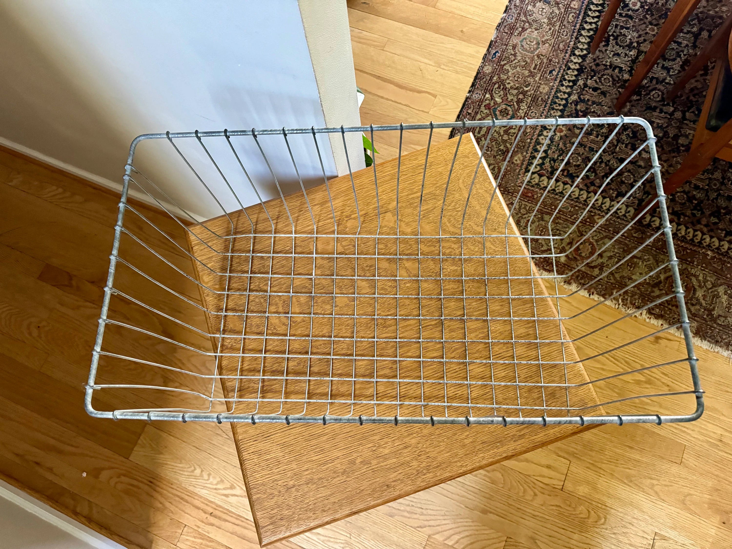 Vtg Industrial Wire Basket | Wire Display Crate | Industrial Wire Tote | Wire Blanket Organizer | Distressed Metal Basket | Metal Bin