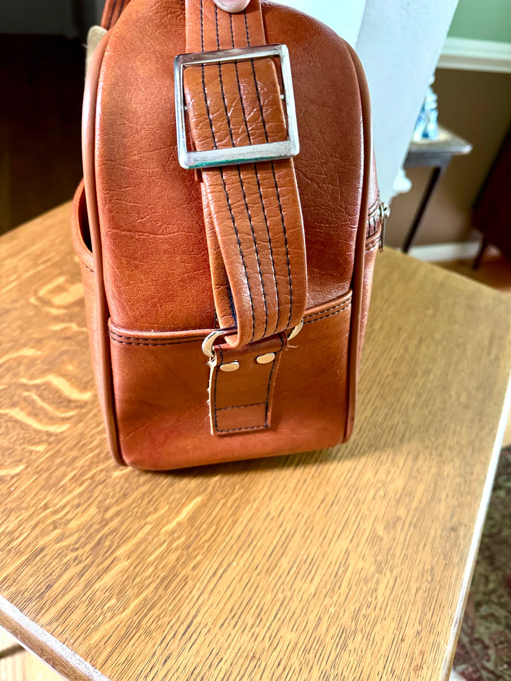 Vtg Brown Marbled Vinyl Shoulder Bag | Vinyl Shoulder Bag | Vtg Faux Leather Shoulder Bag | Brown Weekender | Crossbody Bag