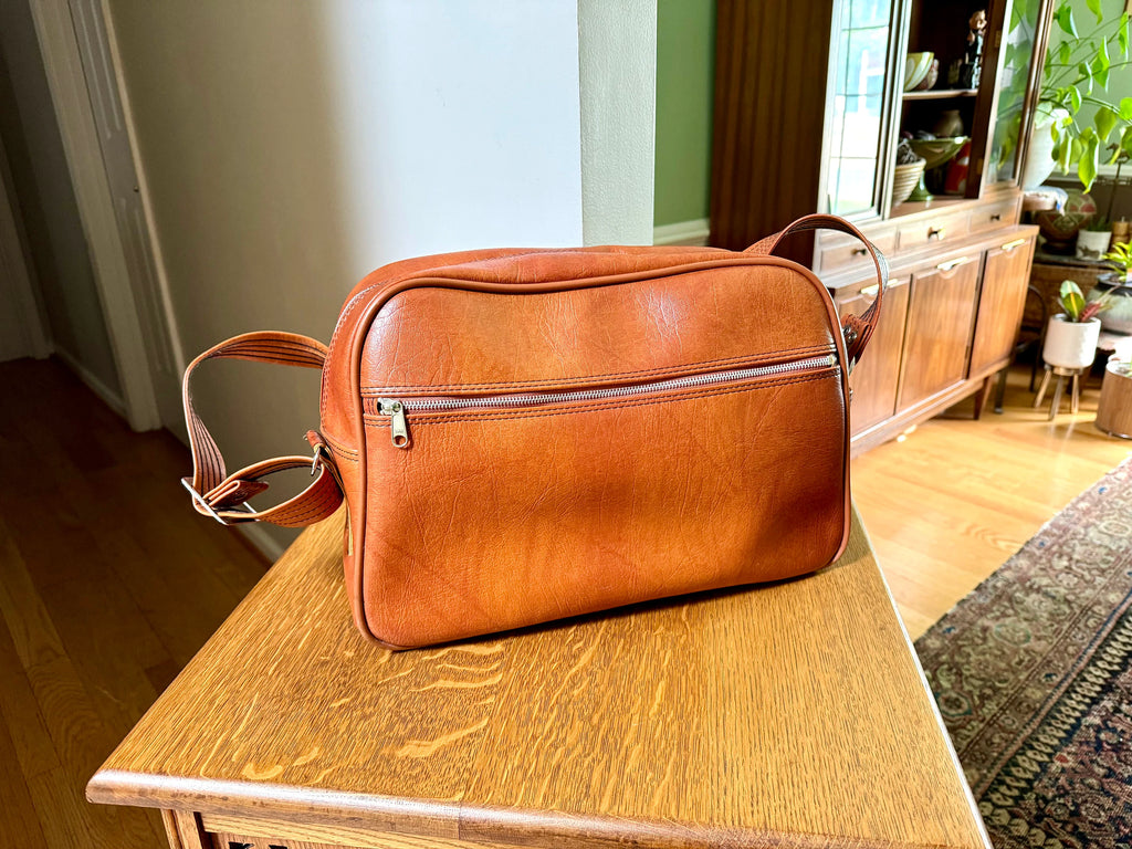 Vtg Brown Marbled Vinyl Shoulder Bag | Vinyl Shoulder Bag | Vtg Faux Leather Shoulder Bag | Brown Weekender | Crossbody Bag