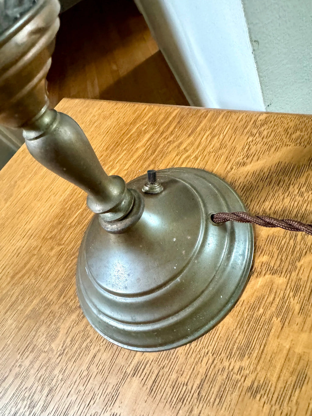 Vtg Brass Lantern Lamp | Distressed Brass Glass Globe Lamp | Rewired Distressed Lamp | Boho Brass Lamp