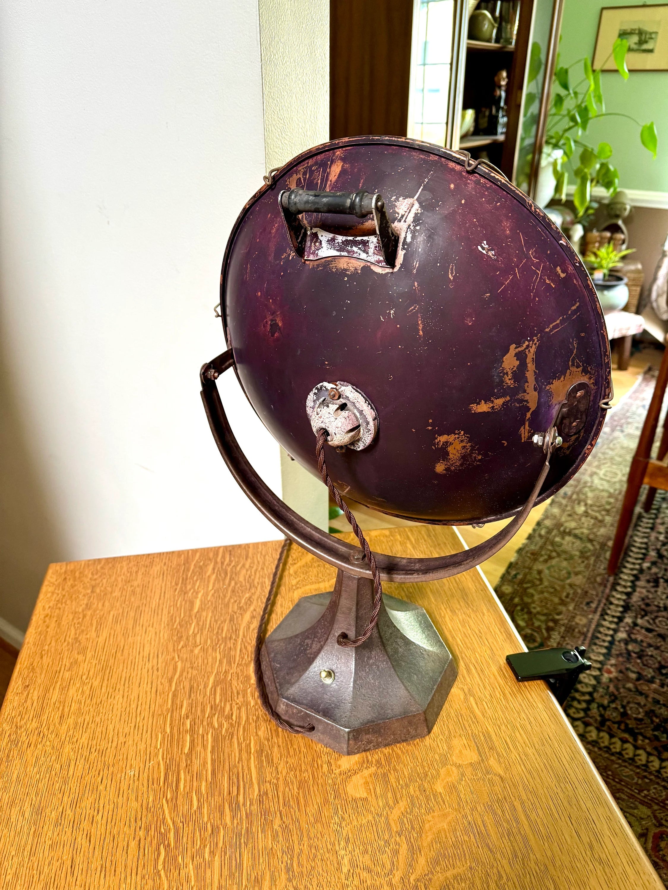 Vtg Rayflector Heater Lamp | Vtg Copper Space Heater Upcycled To Light | Rock Island Rustic Lamp | Rimco Accent Lamp