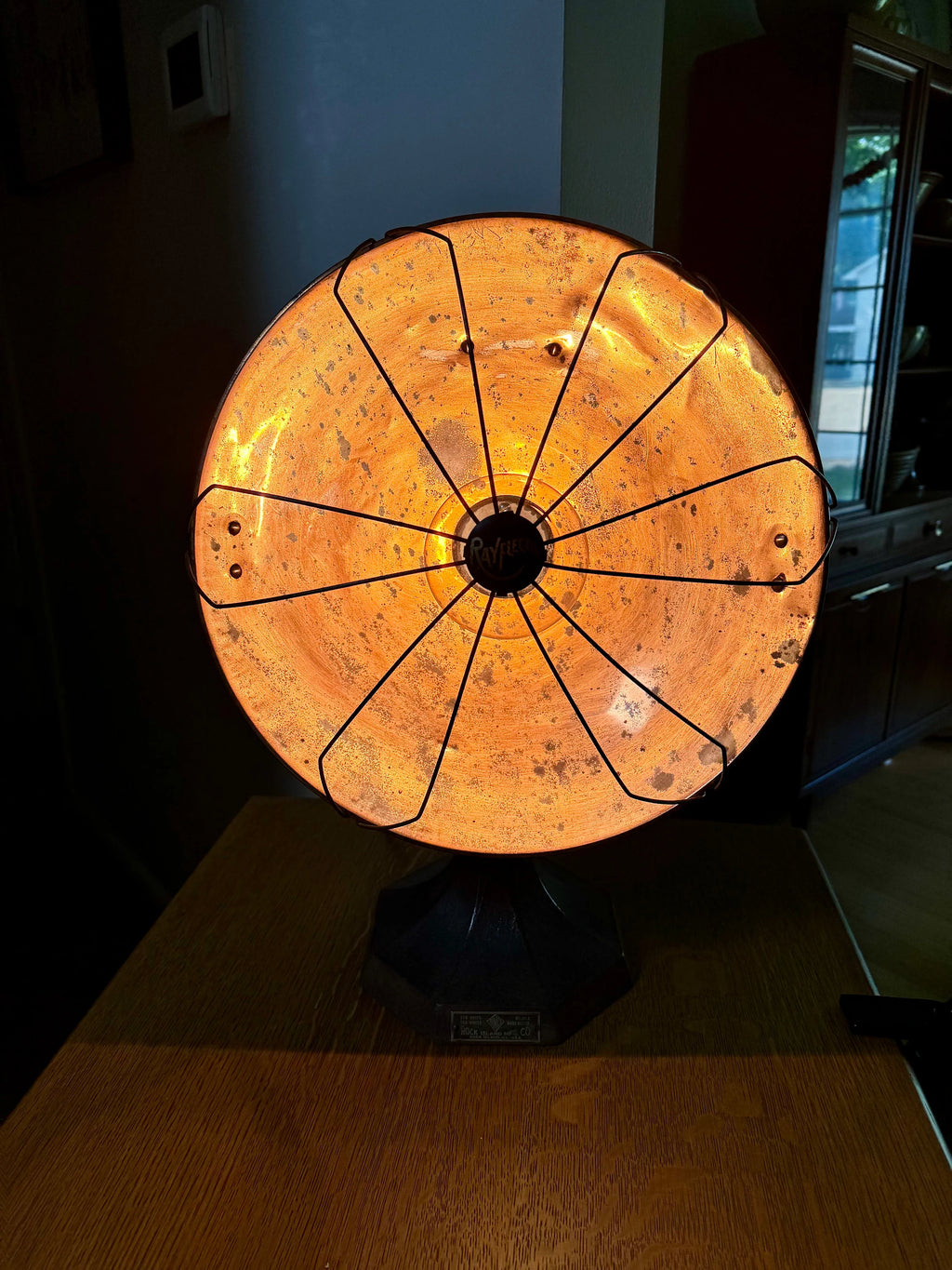 Vtg Rayflector Heater Lamp | Vtg Copper Space Heater Upcycled To Light | Rock Island Rustic Lamp | Rimco Accent Lamp