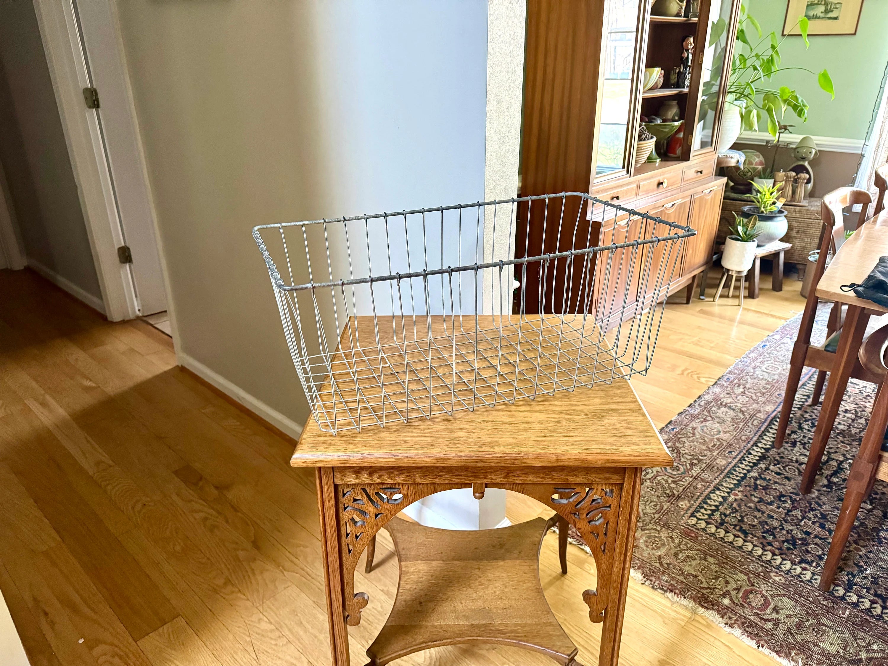 Vtg Industrial Wire Basket | Wire Display Crate | Industrial Wire Tote | Wire Blanket Organizer | Distressed Metal Basket | Metal Bin