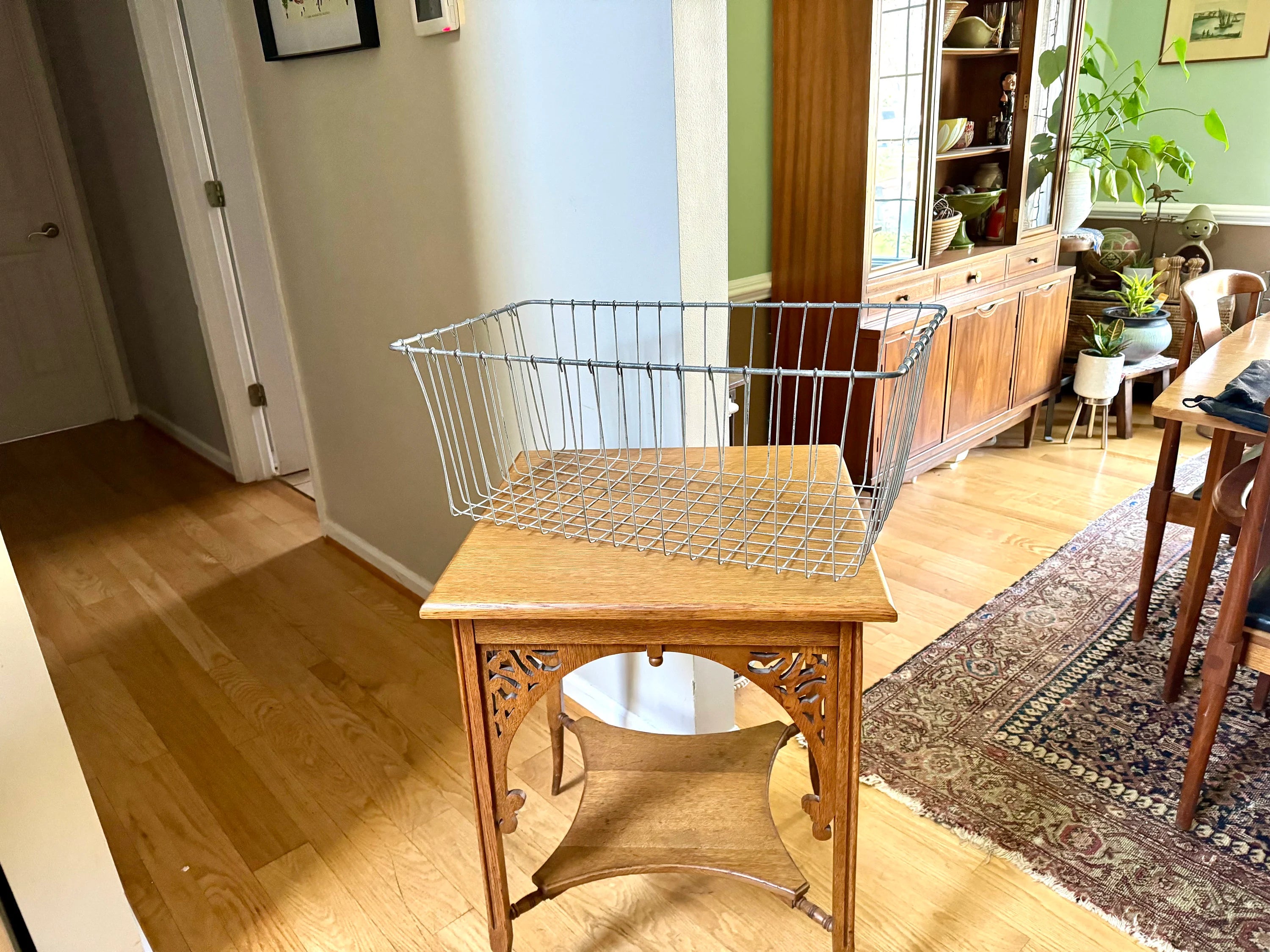 Vtg Industrial Wire Basket | Wire Display Crate | Industrial Wire Tote | Wire Blanket Organizer | Distressed Metal Basket | Metal Bin