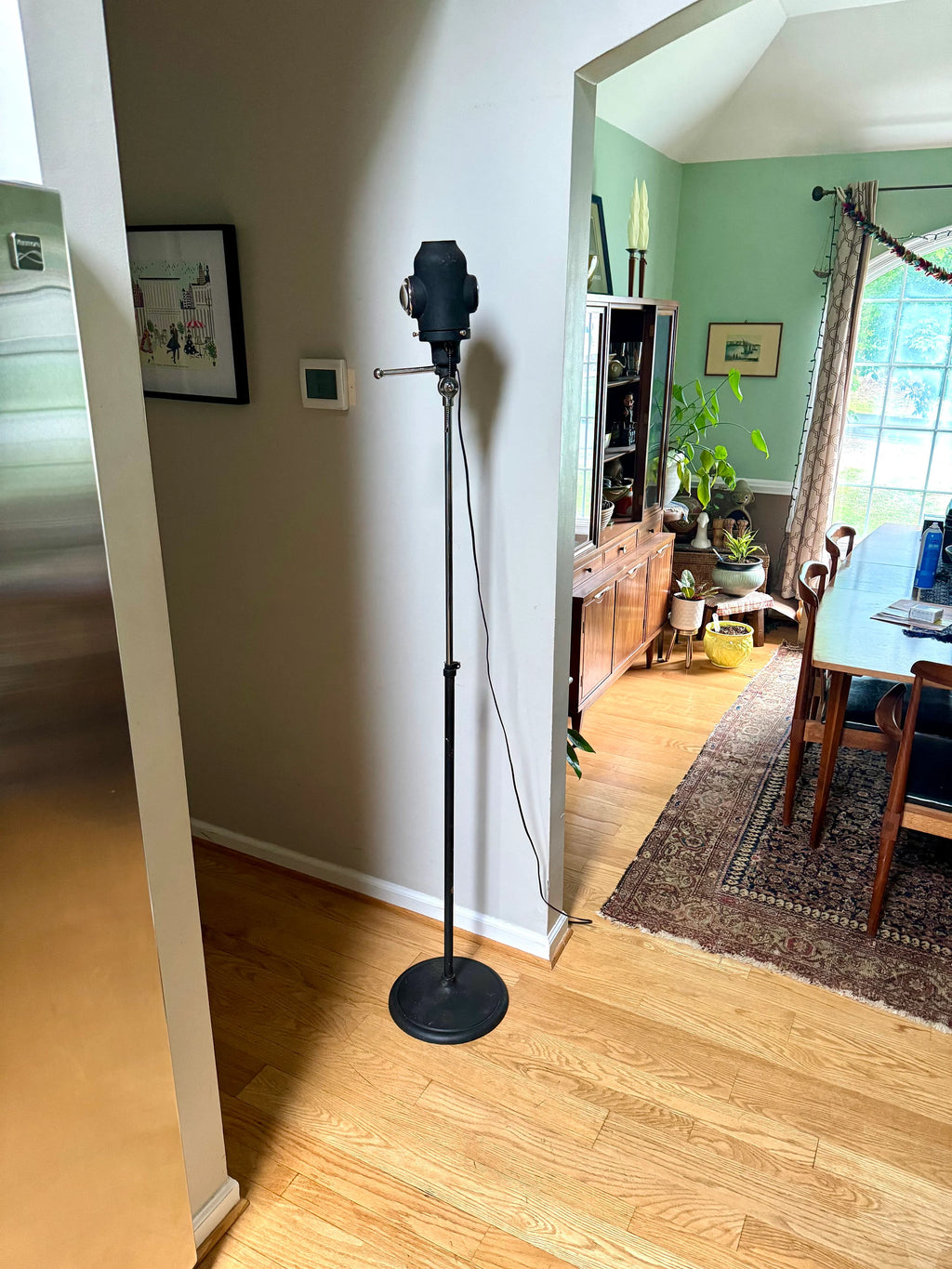 Vintage Weldon Spotlight on Stand | Industrial Stage Lamp & Stand | Adjustable Theatre Spot Light | Industrial Floor Lamp | Rustic Floor Lamp