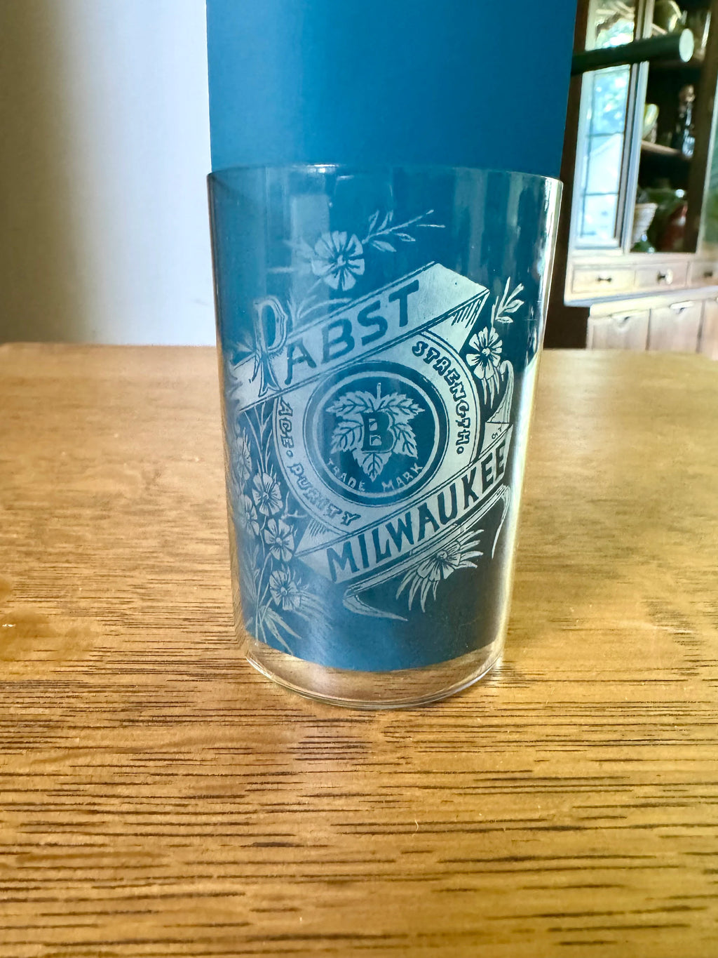 Antique 1895 Pabst Beer Etched 3 1/2" Glass | Pre-Prohibition Pabst Milwaukee Etched Drinking Glass | Thin Glass Pabst Beer Glass | 3 Avail.
