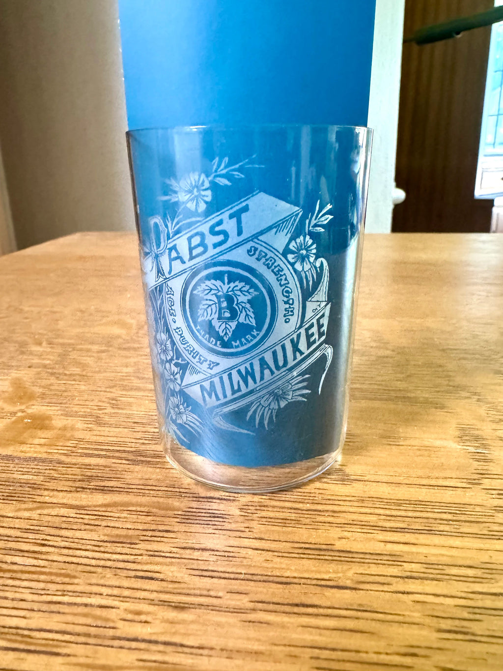 Antique 1895 Pabst Beer Etched 3 1/2" Glass | Pre-Prohibition Pabst Milwaukee Etched Drinking Glass | Thin Glass Pabst Beer Glass | 3 Avail.