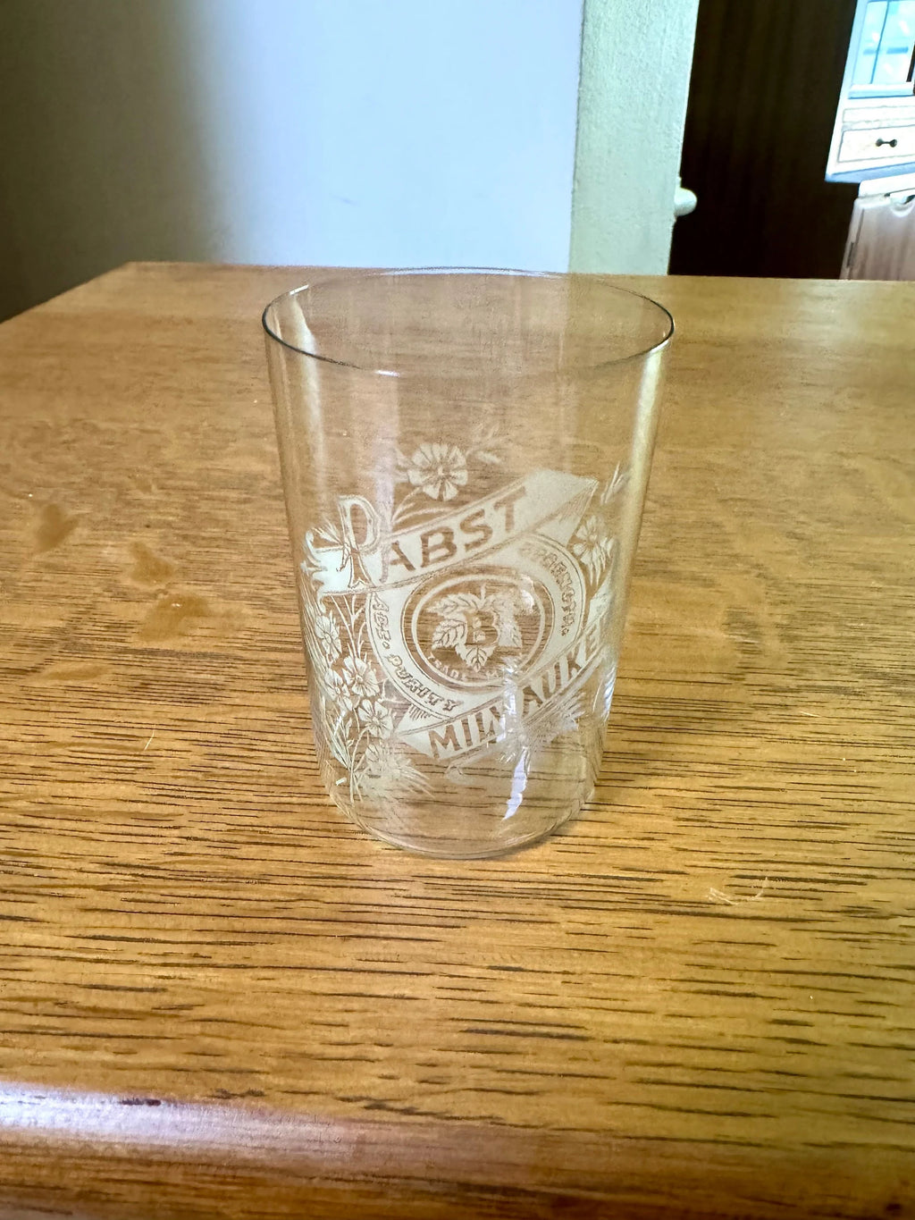 Antique 1895 Pabst Beer Etched 3 1/2" Glass | Pre-Prohibition Pabst Milwaukee Etched Drinking Glass | Thin Glass Pabst Beer Glass | 3 Avail.