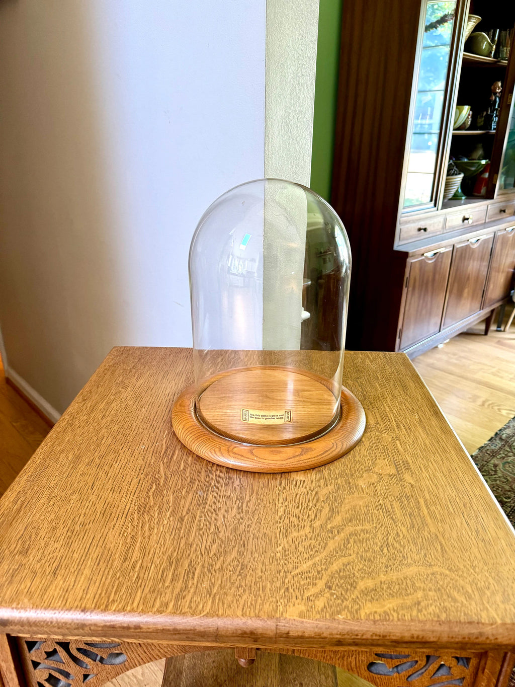 Large Bard's Cloche on Wood Base | Large Glass Display Dome and Base | Bard's Display Dome with Oak Base | 12" x 8" Cloche