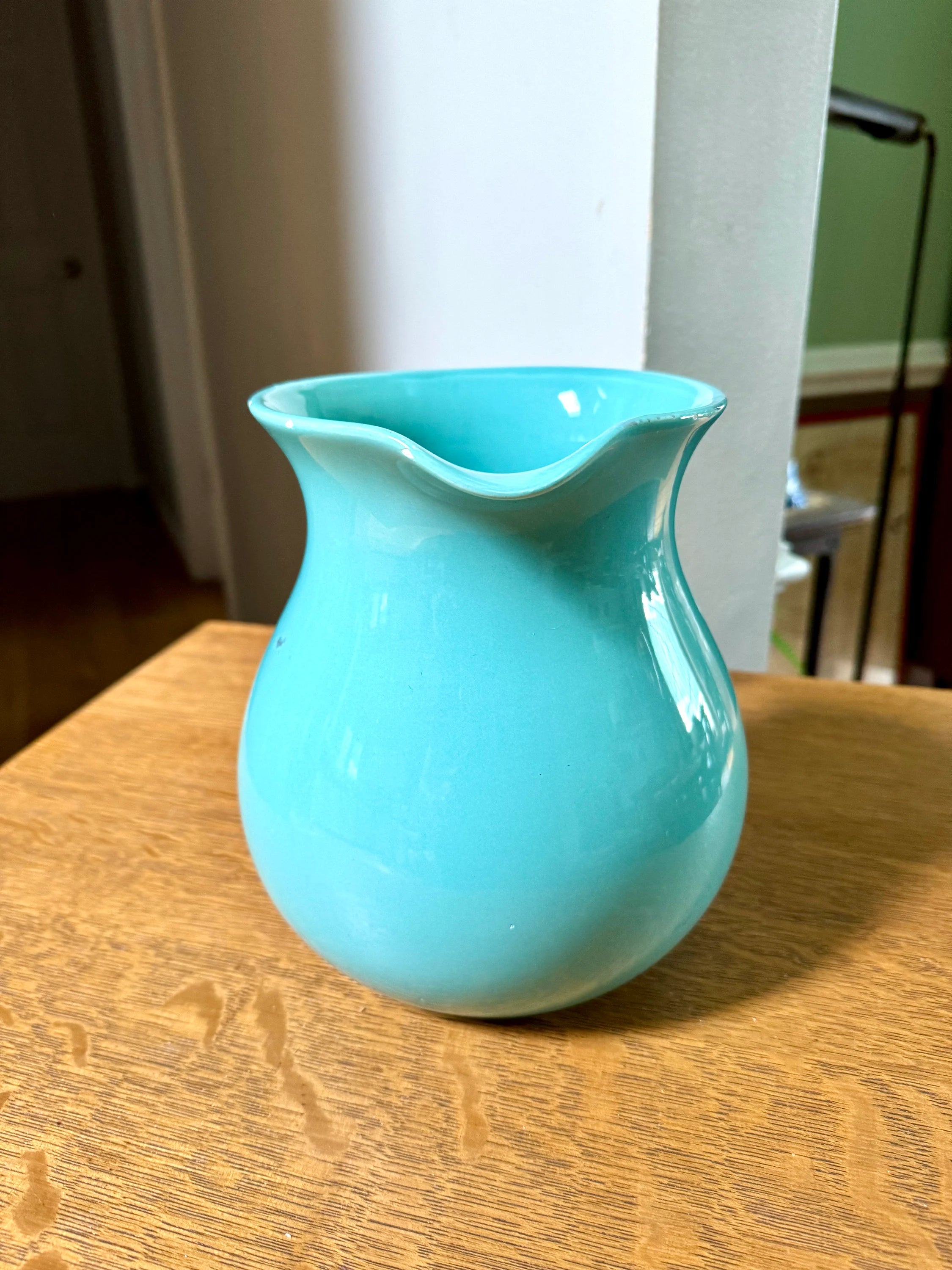 A Vintage Fortunata Italian Ceramic Pitcher | Turquoise Fortunata Pitcher | Textured Turquoise Ceramic Pitcher | Hand Made Italian Pitcher
