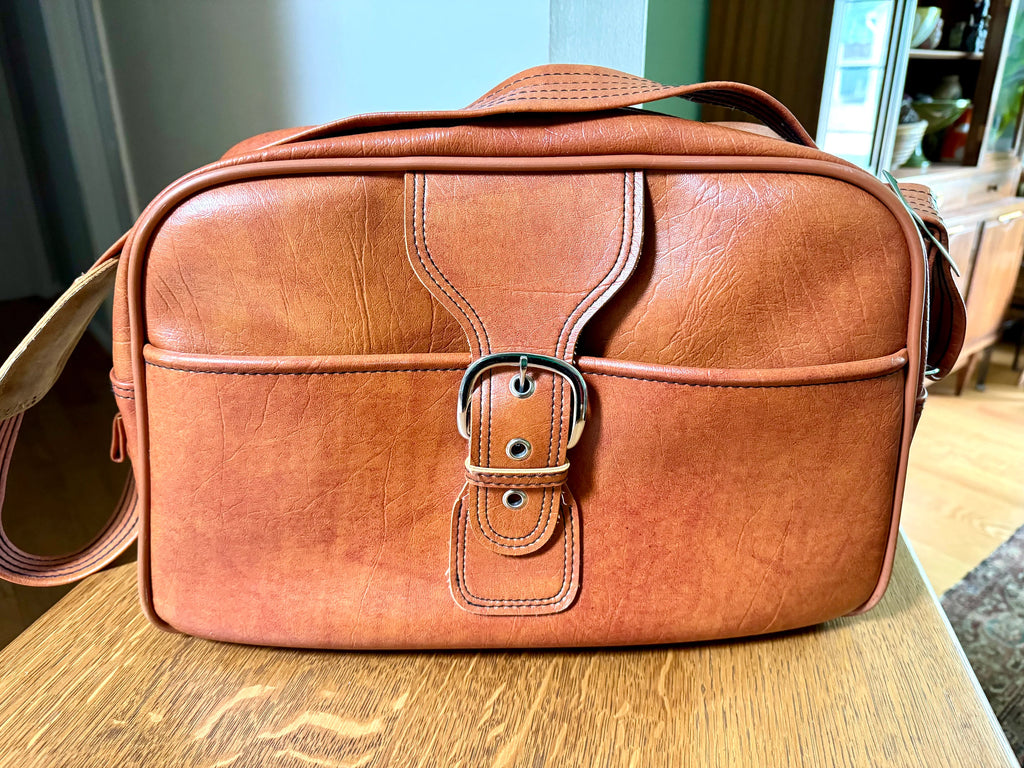 Vtg Brown Marbled Vinyl Shoulder Bag | Vinyl Shoulder Bag | Vtg Faux Leather Shoulder Bag | Brown Weekender | Crossbody Bag