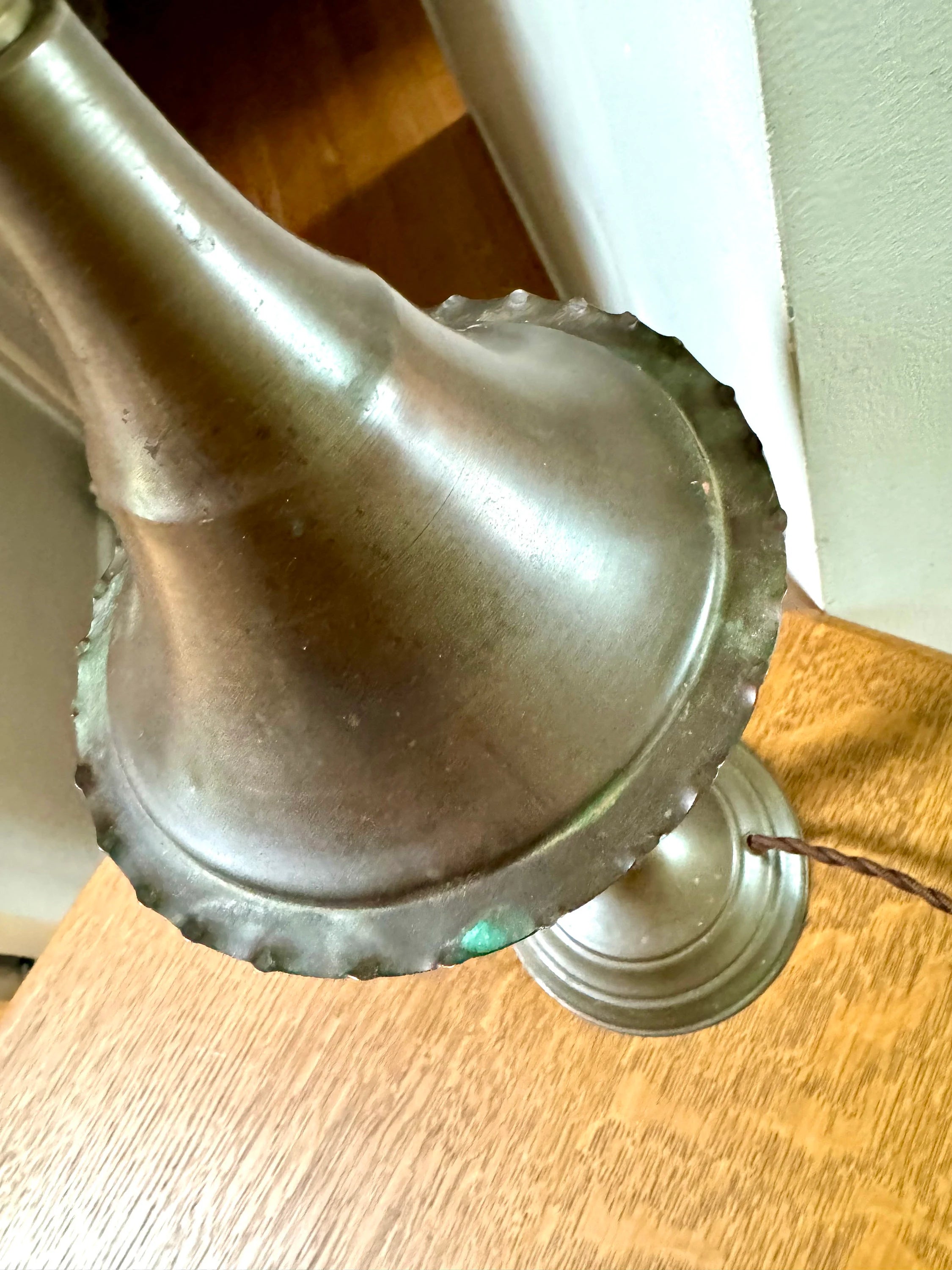 Vtg Brass Lantern Lamp | Distressed Brass Glass Globe Lamp | Rewired Distressed Lamp | Boho Brass Lamp