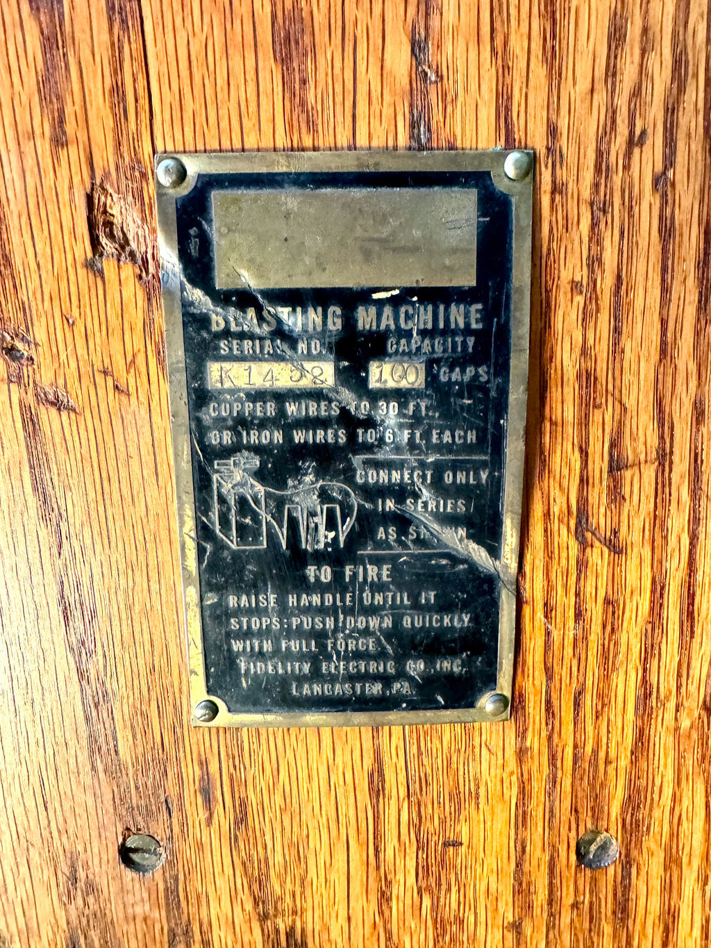 Antique Fidelity Blasting Machine | Old Dynamite Detonator Box | TNT Plunger Detonator | Western Decor | Mining Blasting Machine