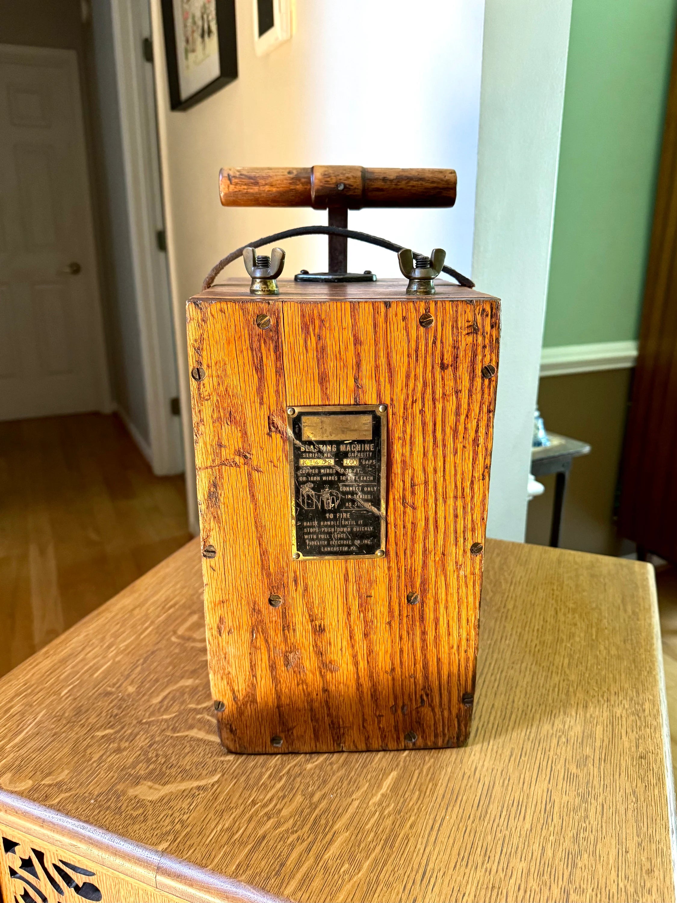 Antique Fidelity Blasting Machine | Old Dynamite Detonator Box | TNT Plunger Detonator | Western Decor | Mining Blasting Machine