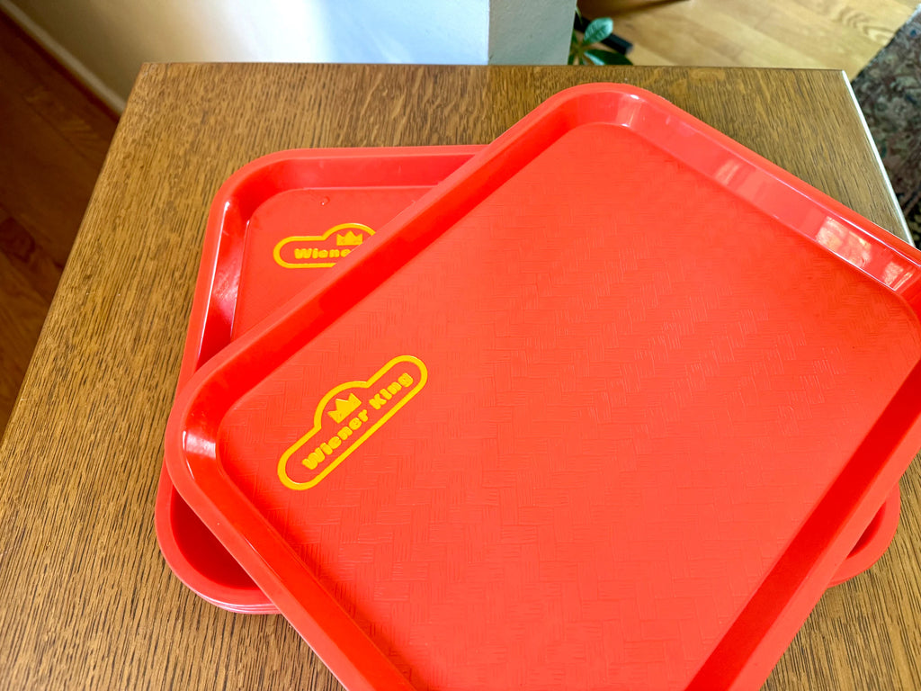 Vintage Orange Wiener King Serving Trays | Set of 4 Wiener King Trays | Wiener King Restaurant Serving Trays | Advertisement Trays
