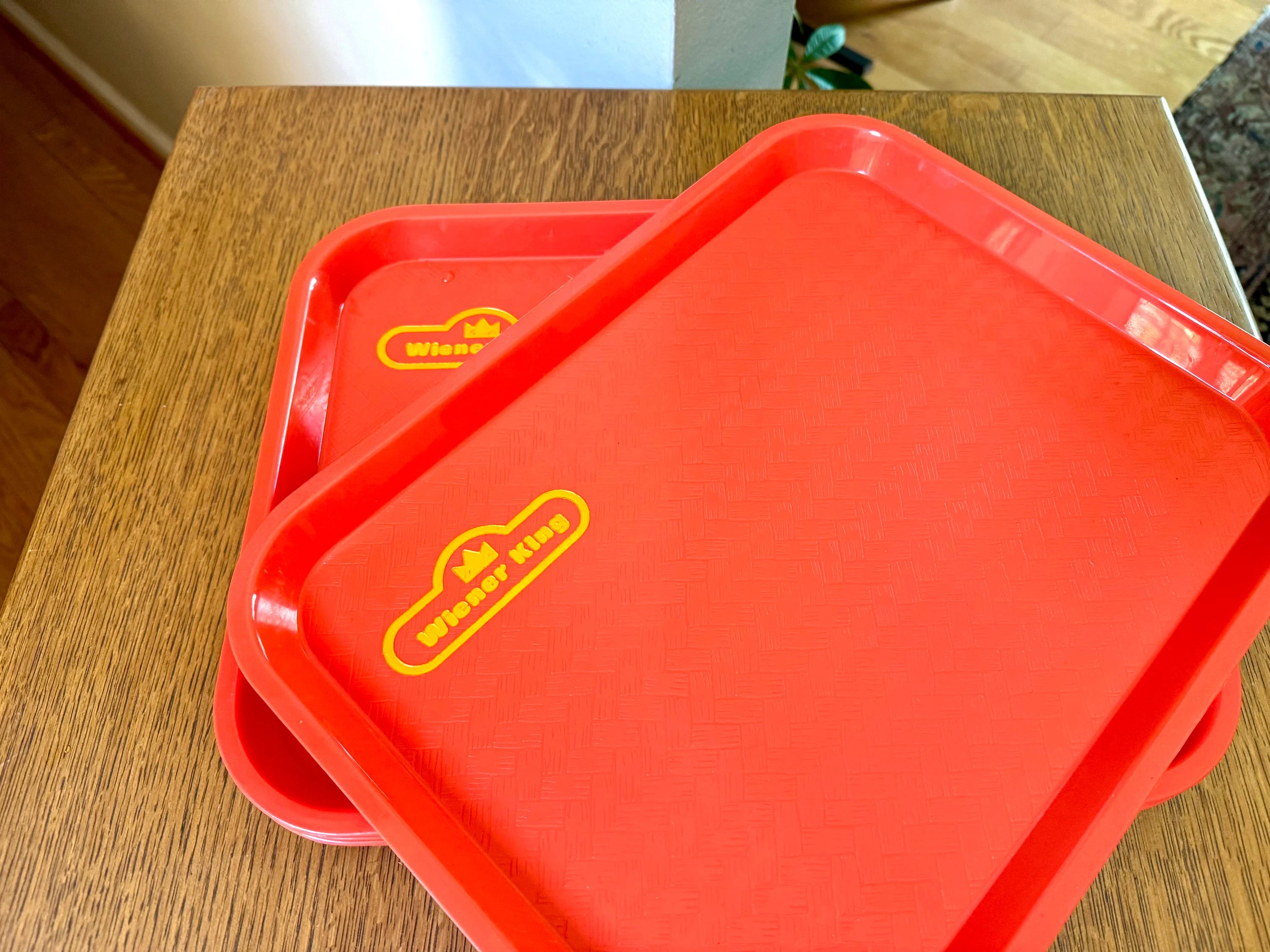 Vintage Orange Wiener King Serving Trays | Set of 4 Wiener King Trays | Wiener King Restaurant Serving Trays | Advertisement Trays