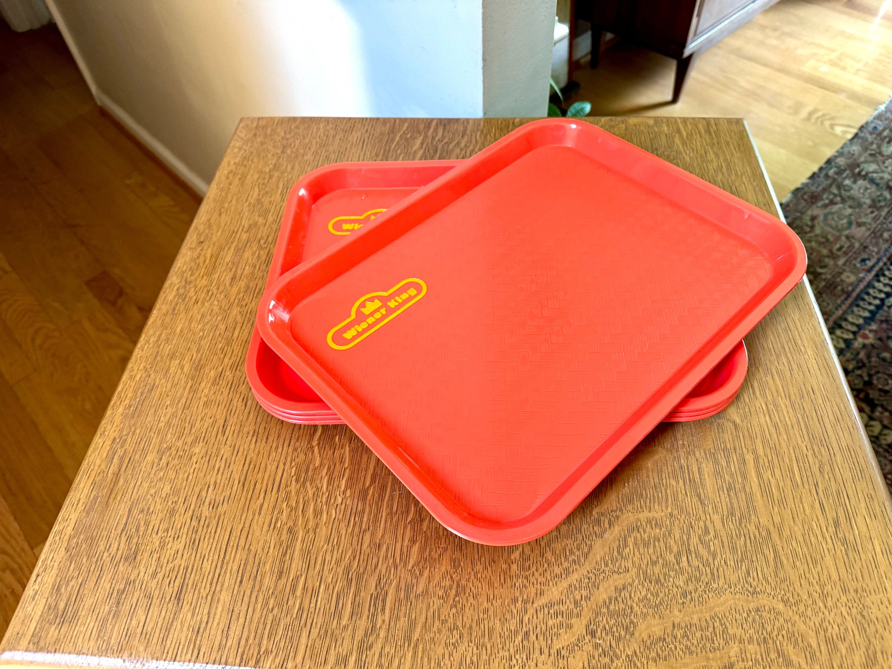 Vintage Orange Wiener King Serving Trays | Set of 4 Wiener King Trays | Wiener King Restaurant Serving Trays | Advertisement Trays