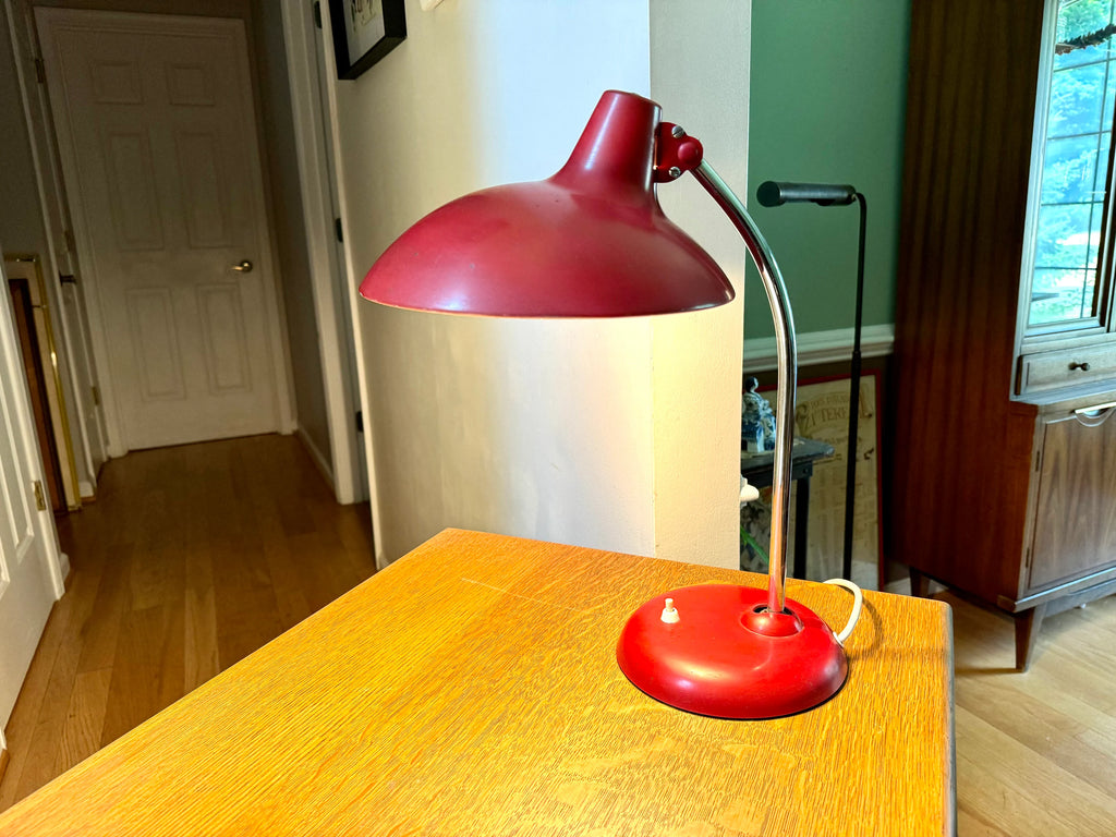 MCM Christian Dell No. 6786 Desk Lamp | Red Kaiser Idell Lamp | All Original Christian Dell German Desk Lamp | Board Lamp