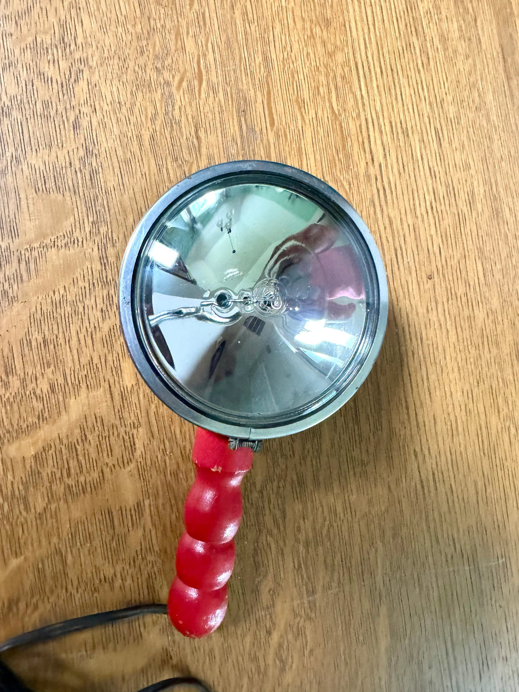 Vintage GE Automobile Spotlight | General Electric Red Handled Spotlight | Handheld 12V Auxiliary Spot Lamp | Automobile Work Light