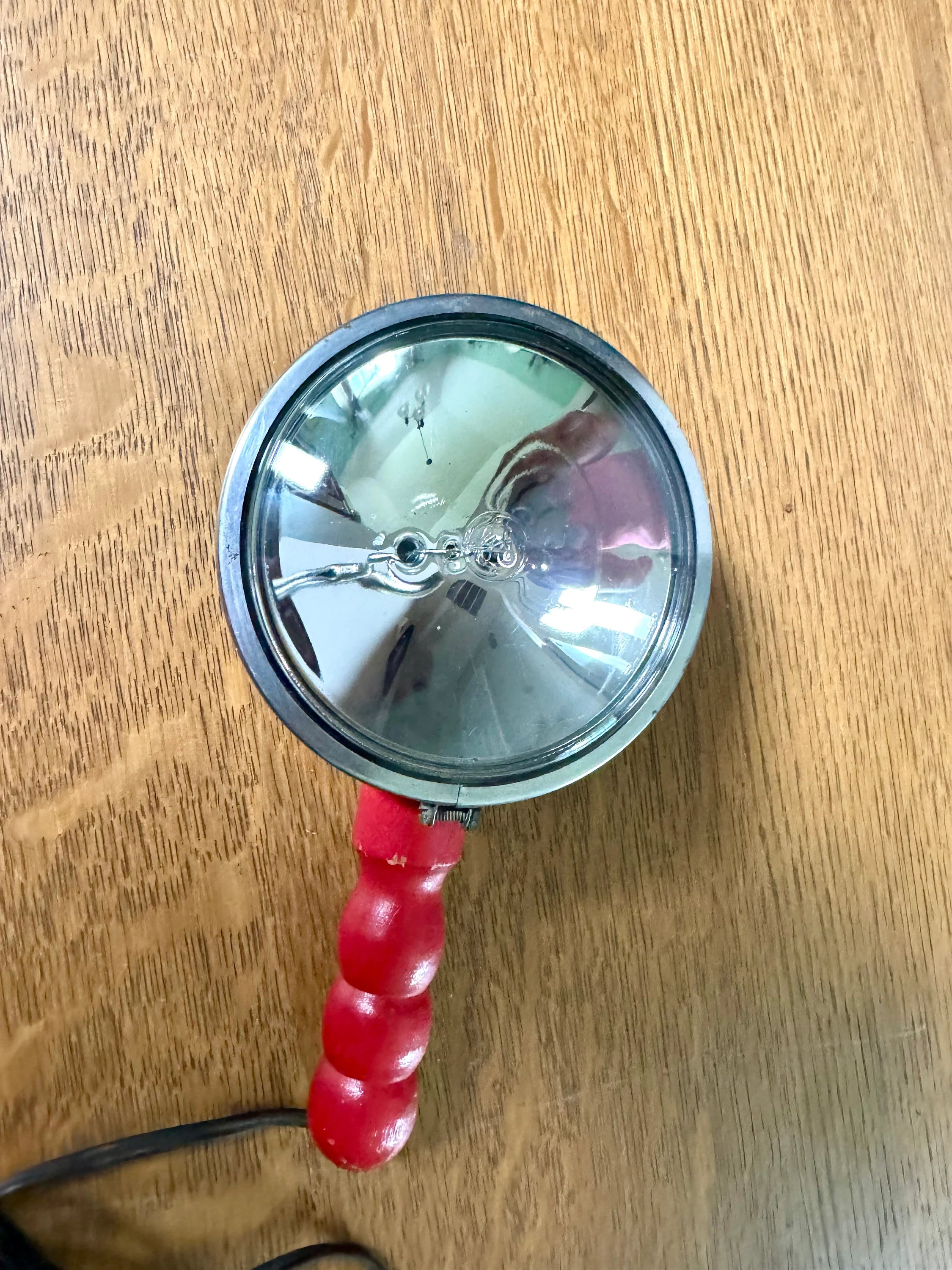 Vintage GE Automobile Spotlight | General Electric Red Handled Spotlight | Handheld 12V Auxiliary Spot Lamp | Automobile Work Light