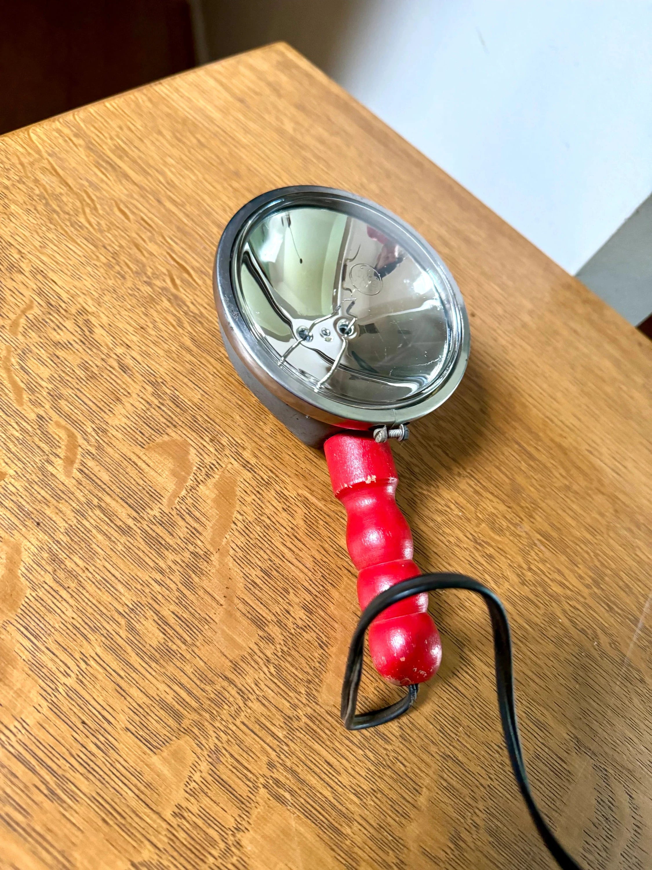 Vintage GE Automobile Spotlight | General Electric Red Handled Spotlight | Handheld 12V Auxiliary Spot Lamp | Automobile Work Light