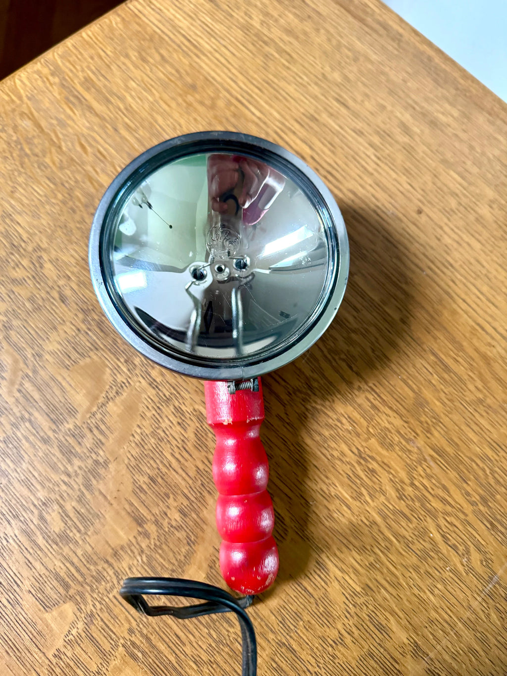 Vintage GE Automobile Spotlight | General Electric Red Handled Spotlight | Handheld 12V Auxiliary Spot Lamp | Automobile Work Light