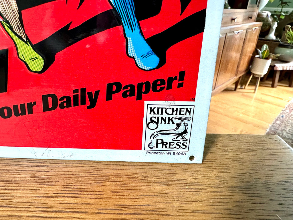 Vintage Batman and Robin Metal Sign | 1990's Metal Batman Sign | DC Comics Metal Batman and Robin Sign | Kitchen Sink Productions