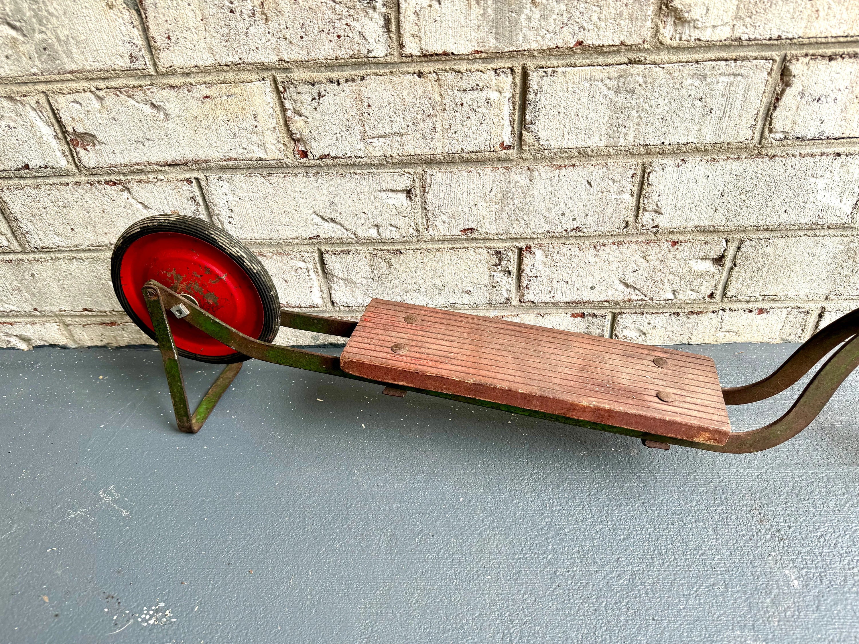 Early 1900's Metal Kid's Scooter | Antique Metal Green and Red Scooter | Vintage Child's Scooter  | Colson Fairy Discooter