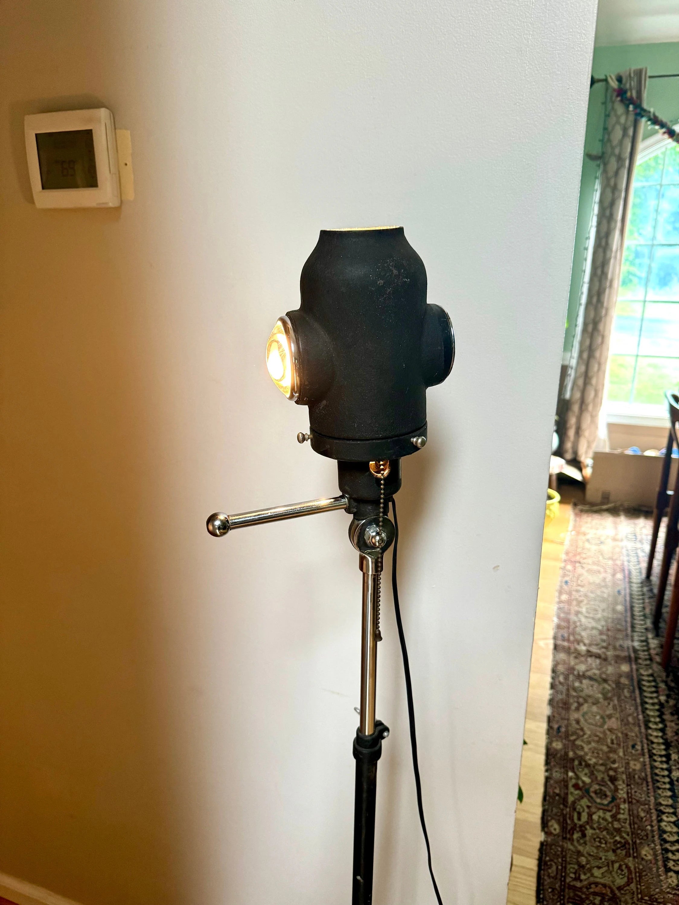 Vintage Weldon Spotlight on Stand | Industrial Stage Lamp & Stand | Adjustable Theatre Spot Light | Industrial Floor Lamp | Rustic Floor Lamp