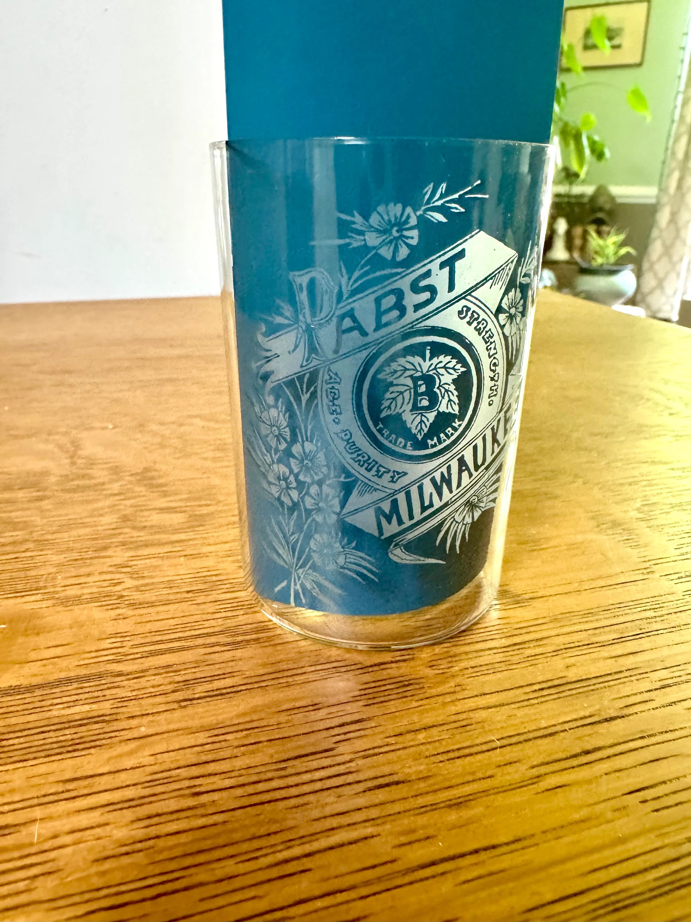 Antique 1895 Pabst Beer Etched 3 1/2" Glass | Pre-Prohibition Pabst Milwaukee Etched Drinking Glass | Thin Glass Pabst Beer Glass | 3 Avail.