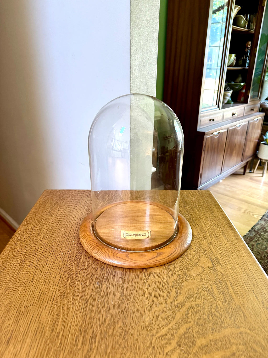 Large Bard's Cloche on Wood Base | Large Glass Display Dome and Base | Bard's Display Dome with Oak Base | 12" x 8" Cloche