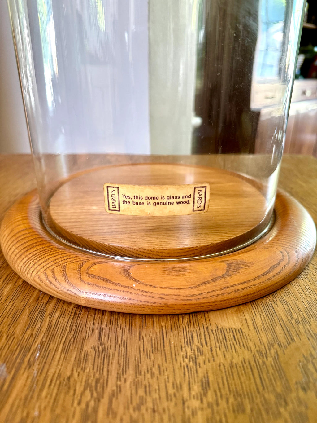 Large Bard's Cloche on Wood Base | Large Glass Display Dome and Base | Bard's Display Dome with Oak Base | 12" x 8" Cloche