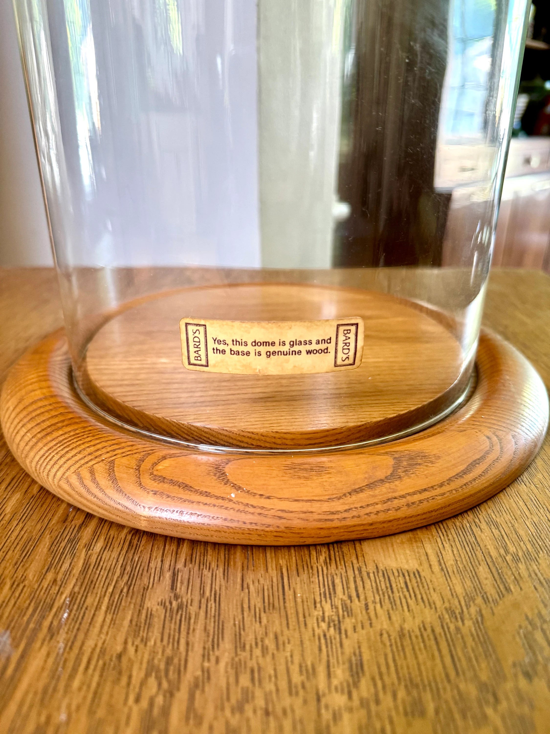 Large Bard's Cloche on Wood Base | Large Glass Display Dome and Base | Bard's Display Dome with Oak Base | 12" x 8" Cloche