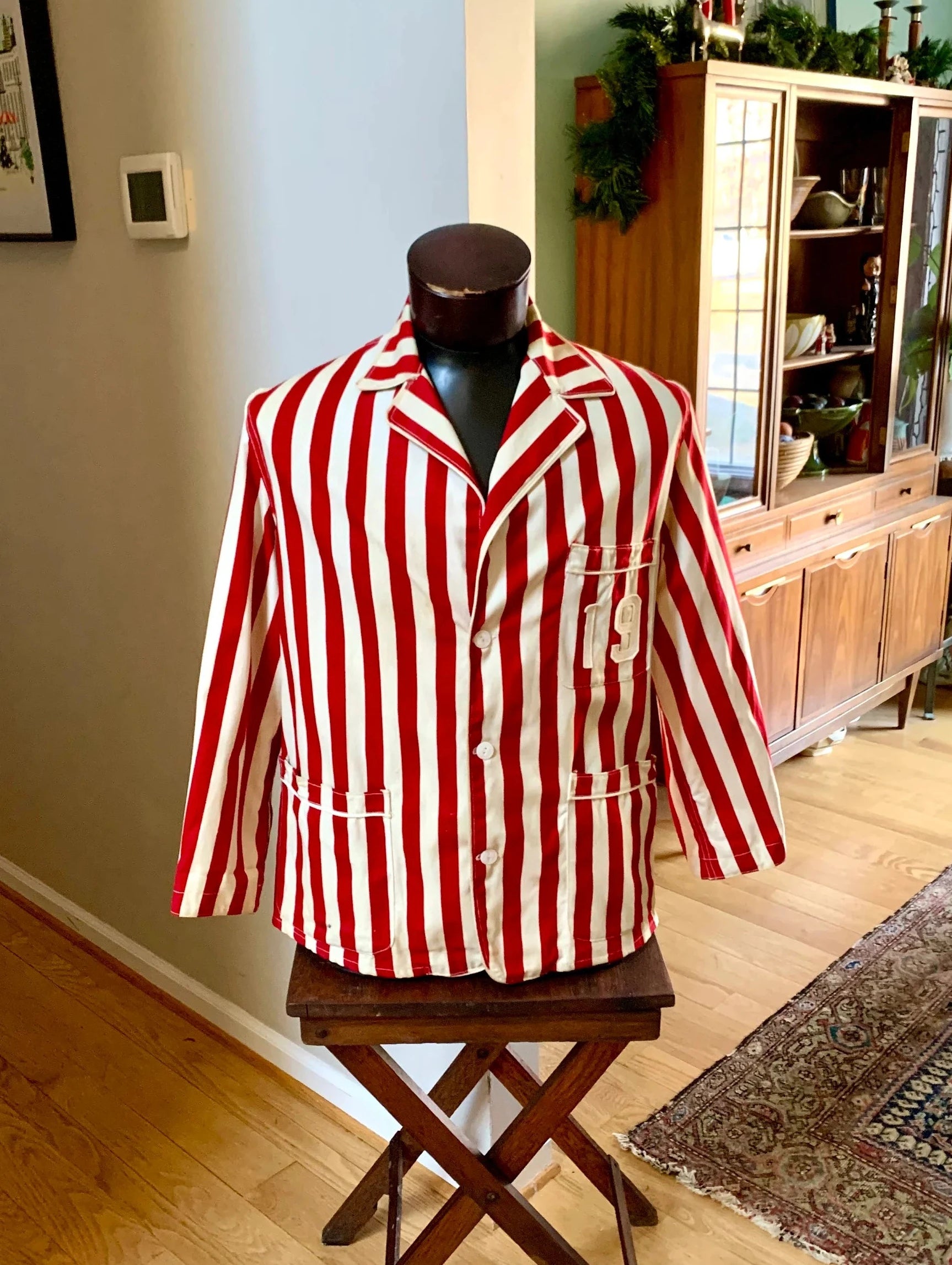 1919 Cornell University Reunion Jacket | Antique Chuck Higbie's Cornell Jacket | Red and White Striped 1919 Cornell University Jacket