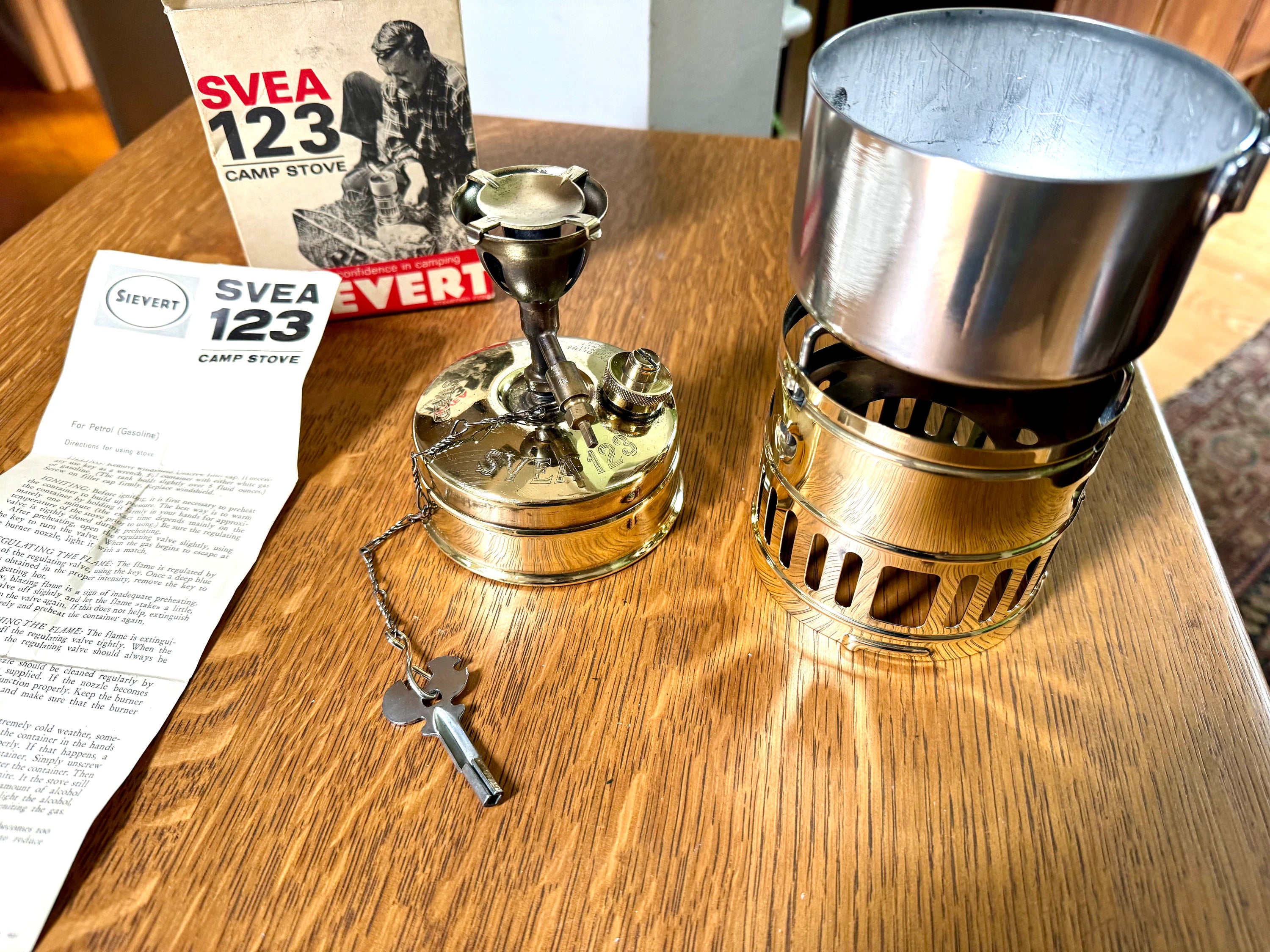 Vintage SVEA 123 Burner Stove | SVEA 123 Backpack Stove | Swedish Brass Camping Stove | Complete SVEA 123 Hiking Stove | Polished Svea Stove