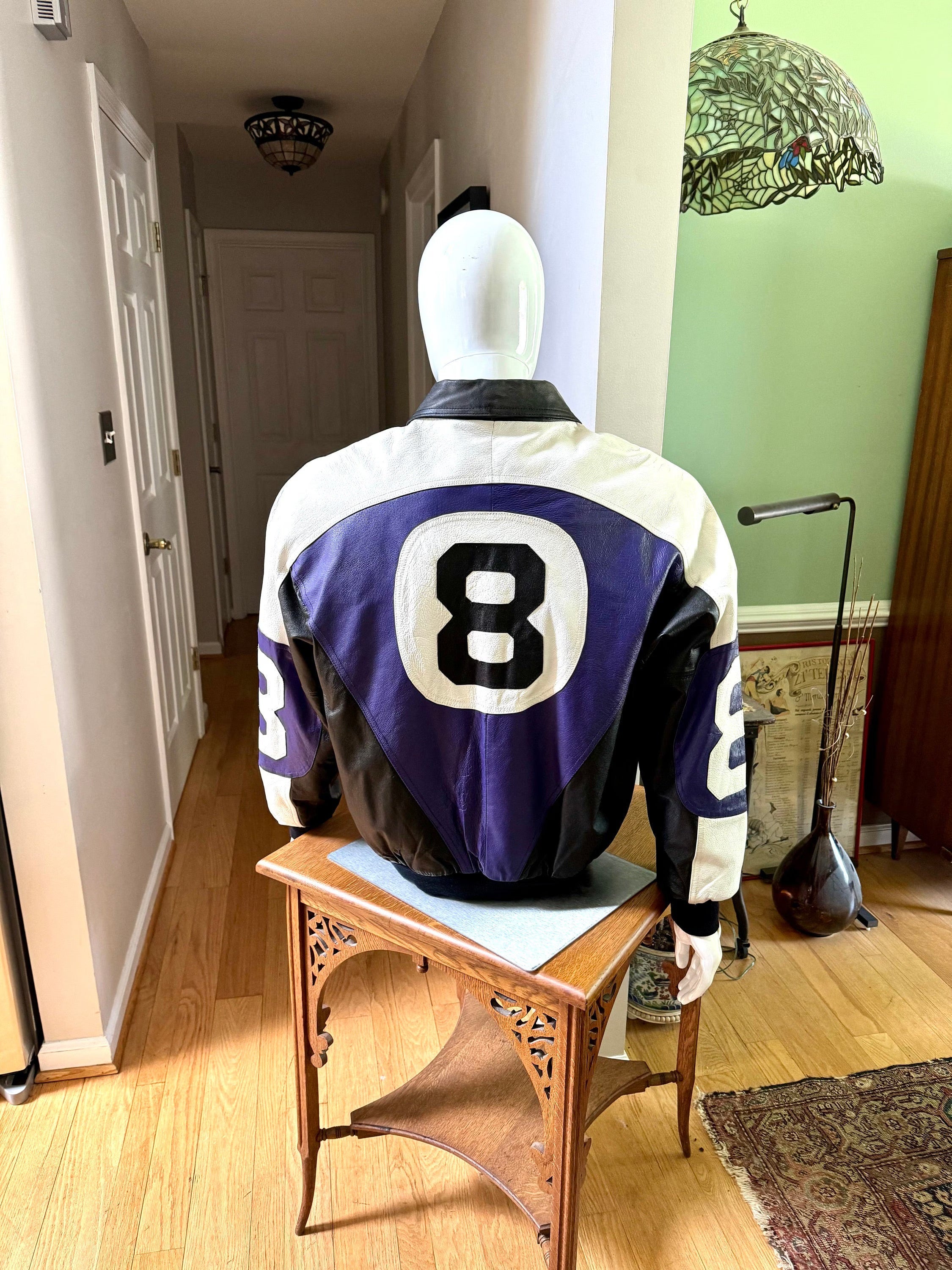 1990's Michael Hoban Purple 8 Leather Jacket | Vintage Michael Hoban Wheremi Jacket | XL Purple 8 Ball Jacket