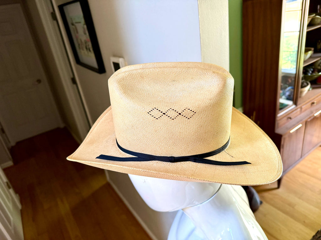 Western Wrangler Cowboy Hat | Vintage Straw and Lamb Skin Western Hat | Distressed Western Wrangler Cowboy Hat | Western Wear