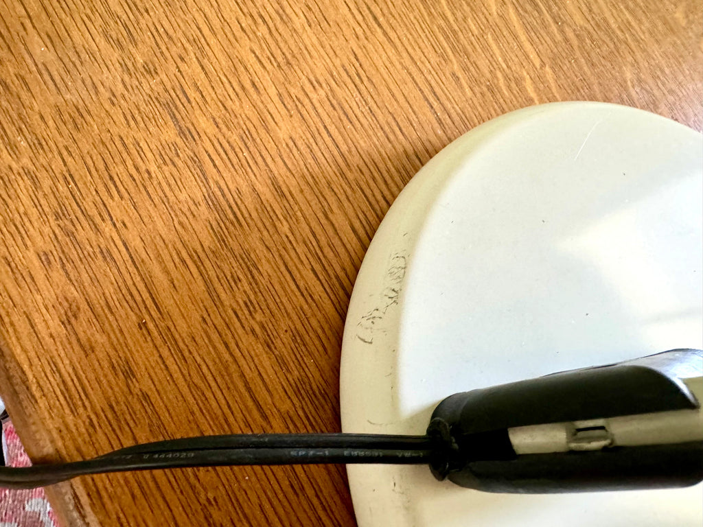 White Mid Century Modern Table Lamp | Post Modern Atomic Desk Lamp | White Domed Shade Desk Lamp | MCM Desk Lamp