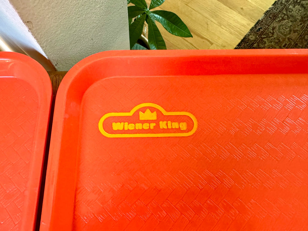 Vintage Orange Wiener King Serving Trays | Set of 4 Wiener King Trays | Wiener King Restaurant Serving Trays | Advertisement Trays