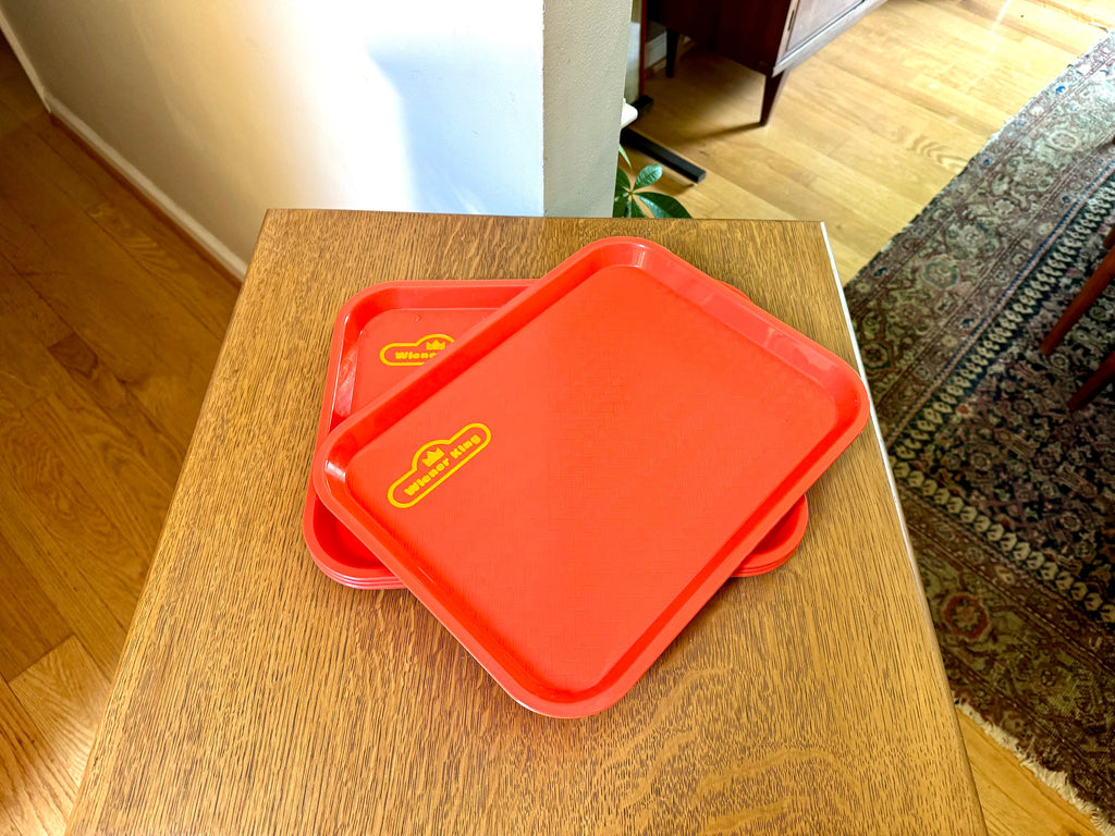 Vintage Orange Wiener King Serving Trays | Set of 4 Wiener King Trays | Wiener King Restaurant Serving Trays | Advertisement Trays