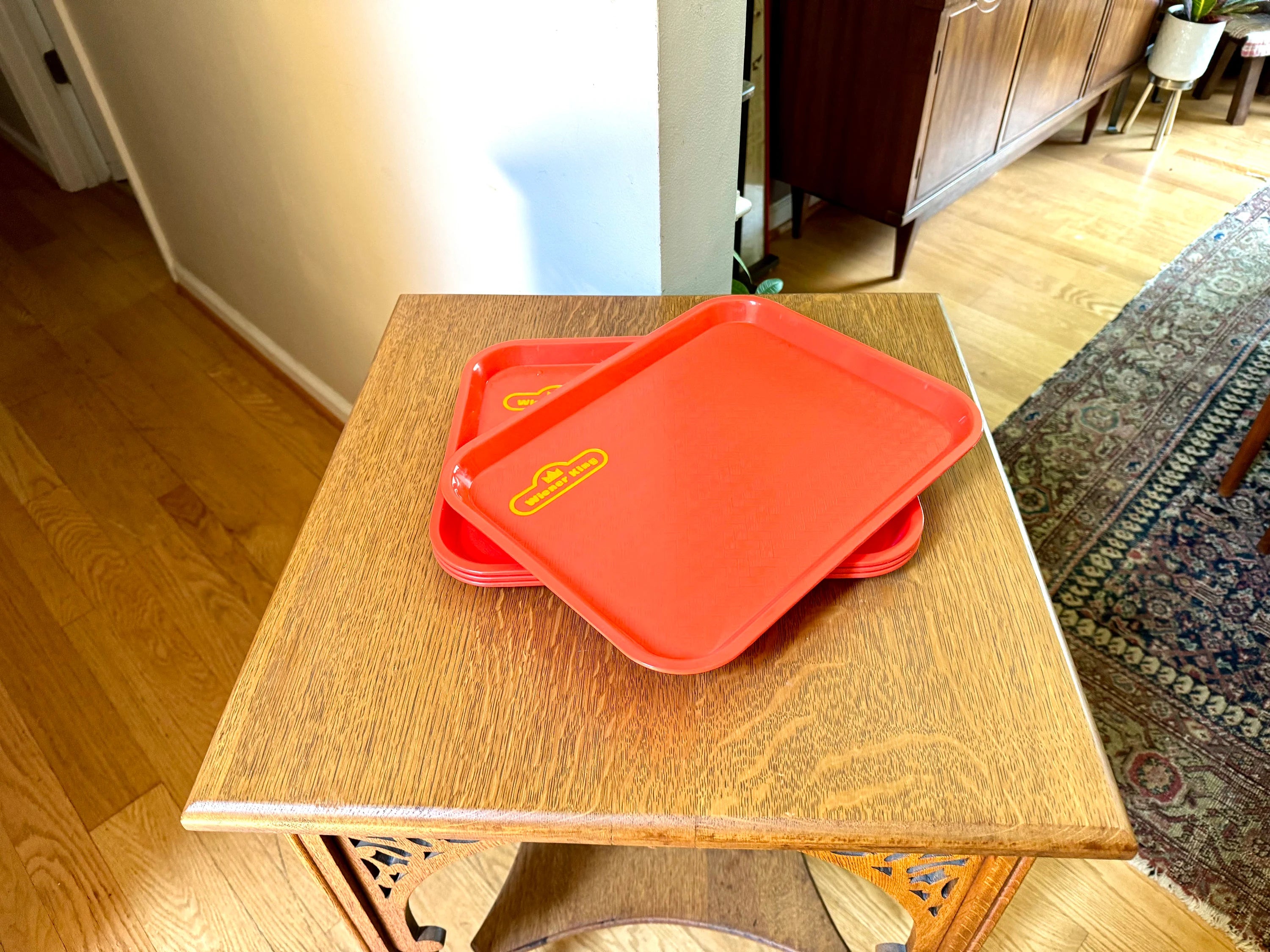 Vintage Orange Wiener King Serving Trays | Set of 4 Wiener King Trays | Wiener King Restaurant Serving Trays | Advertisement Trays