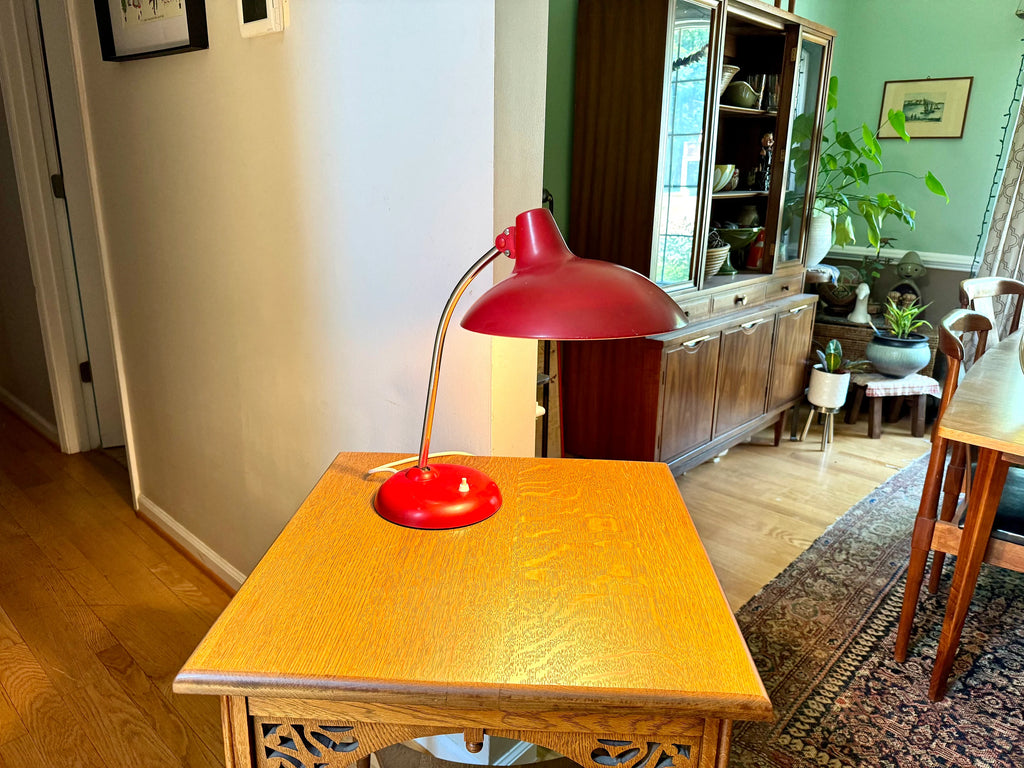 MCM Christian Dell No. 6786 Desk Lamp | Red Kaiser Idell Lamp | All Original Christian Dell German Desk Lamp | Board Lamp