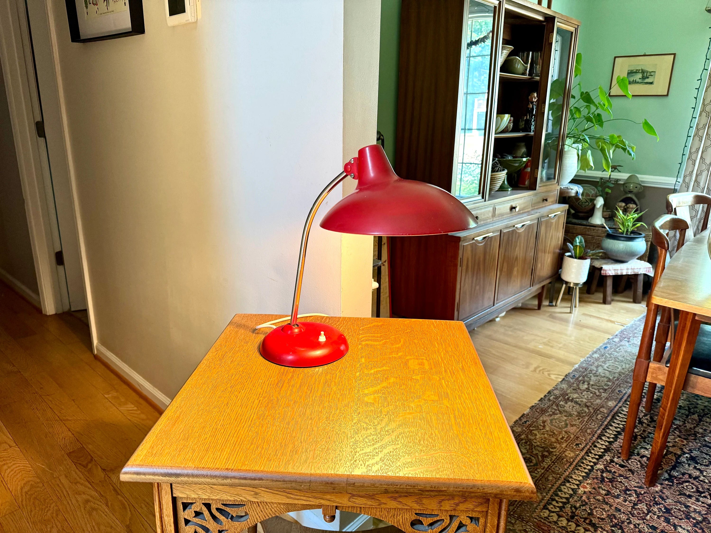 MCM Christian Dell No. 6786 Desk Lamp | Red Kaiser Idell Lamp | All Original Christian Dell German Desk Lamp | Board Lamp