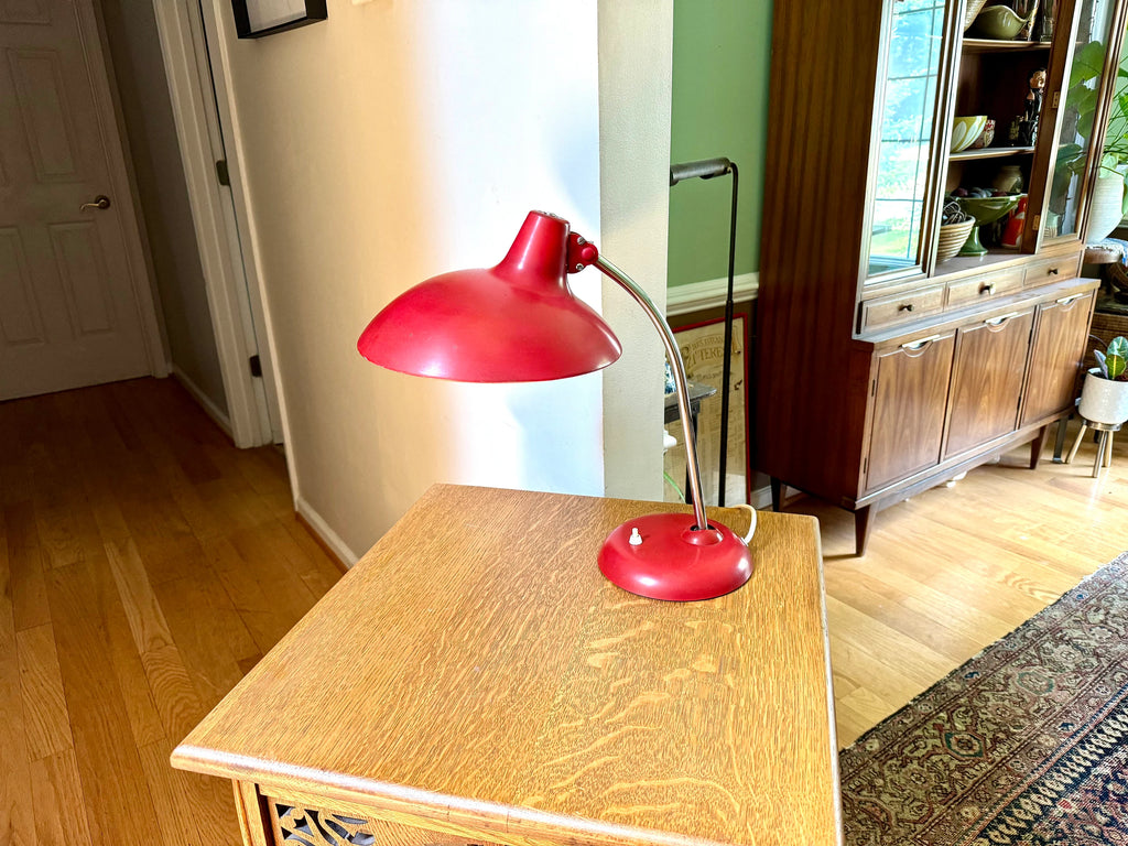MCM Christian Dell No. 6786 Desk Lamp | Red Kaiser Idell Lamp | All Original Christian Dell German Desk Lamp | Board Lamp