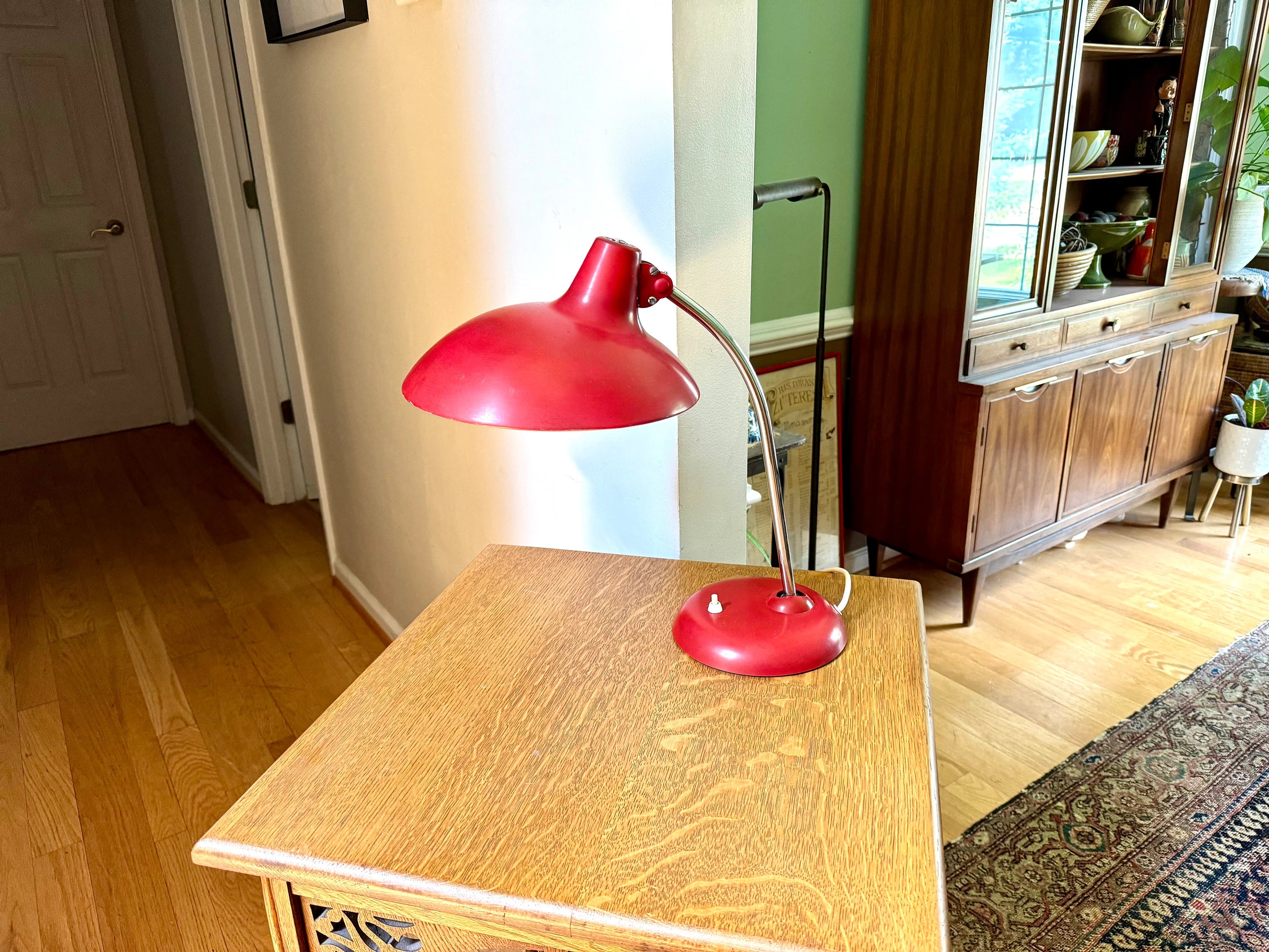 MCM Christian Dell No. 6786 Desk Lamp | Red Kaiser Idell Lamp | All Original Christian Dell German Desk Lamp | Board Lamp