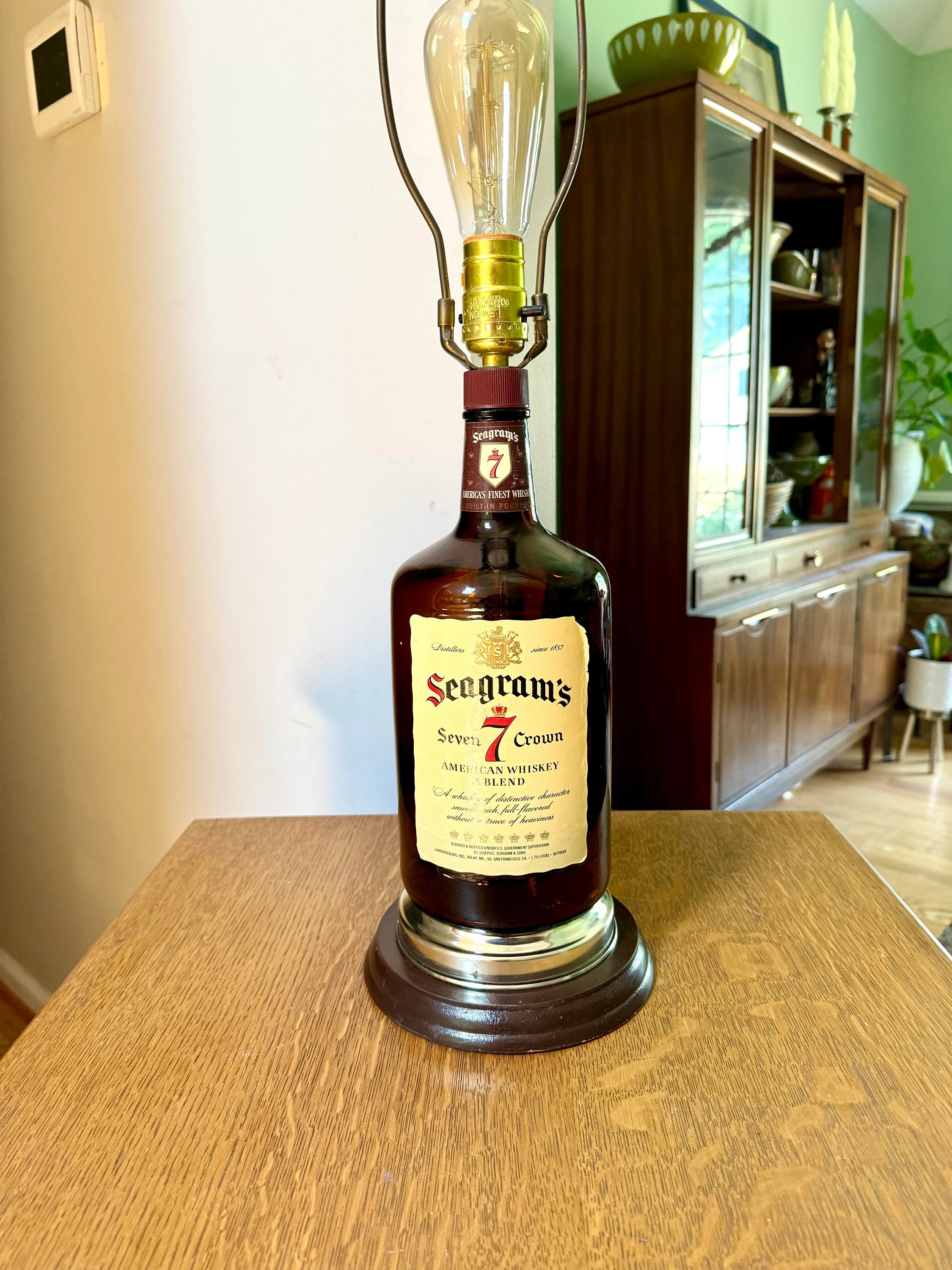 Vintage Seagram's Seven Crown Bottle Lamp | Seagram's Whiskey Bottle Lamp | Large Whiskey Bottle Lamp | Bar Decor | Whiskey Decor | Man Cave