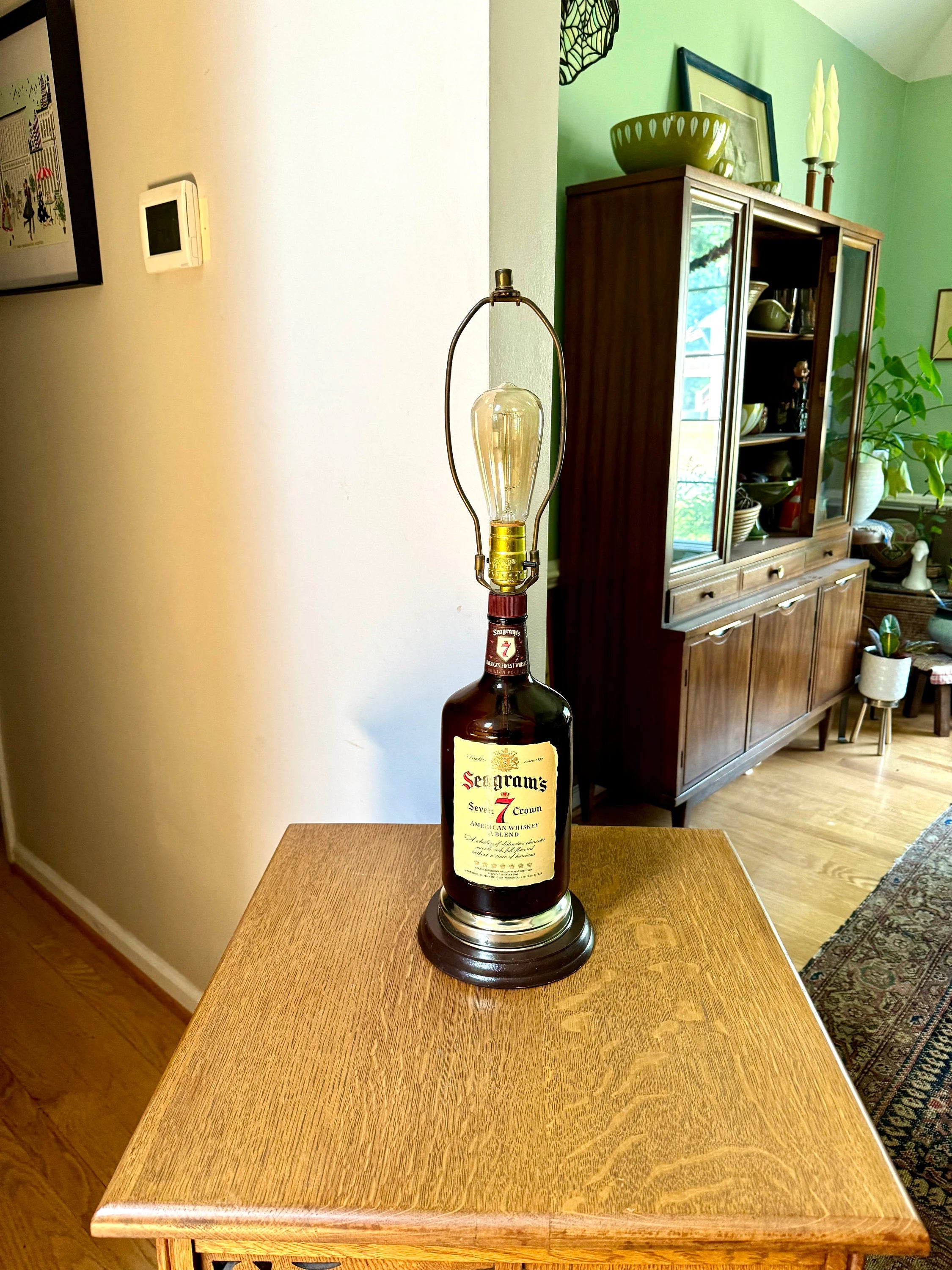 Vintage Seagram's Seven Crown Bottle Lamp | Seagram's Whiskey Bottle Lamp | Large Whiskey Bottle Lamp | Bar Decor | Whiskey Decor | Man Cave