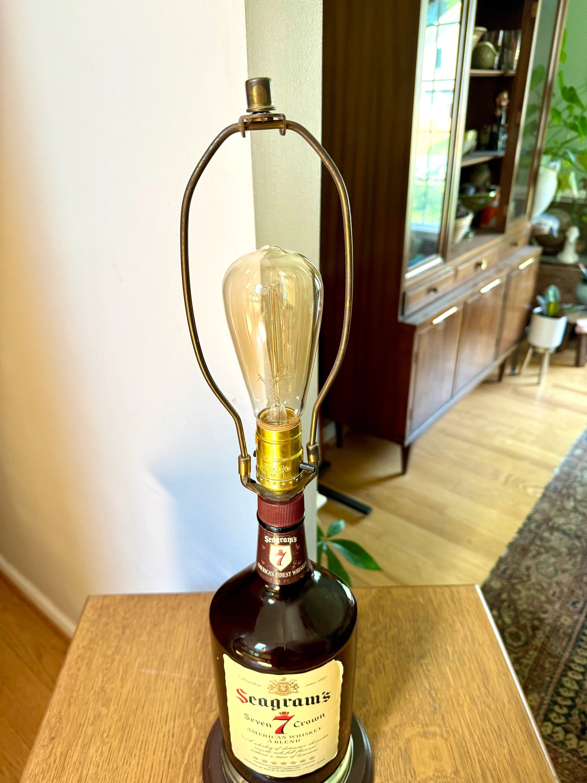 Vintage Seagram's Seven Crown Bottle Lamp | Seagram's Whiskey Bottle Lamp | Large Whiskey Bottle Lamp | Bar Decor | Whiskey Decor | Man Cave