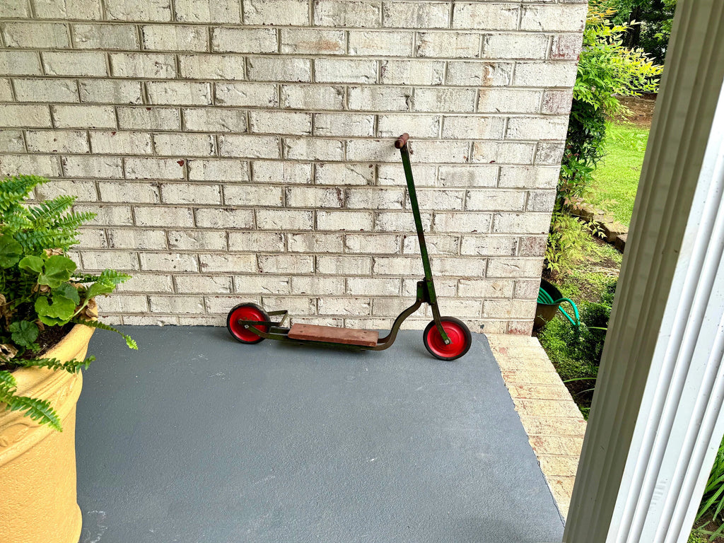 Early 1900's Metal Kid's Scooter | Antique Metal Green and Red Scooter | Vintage Child's Scooter  | Colson Fairy Discooter
