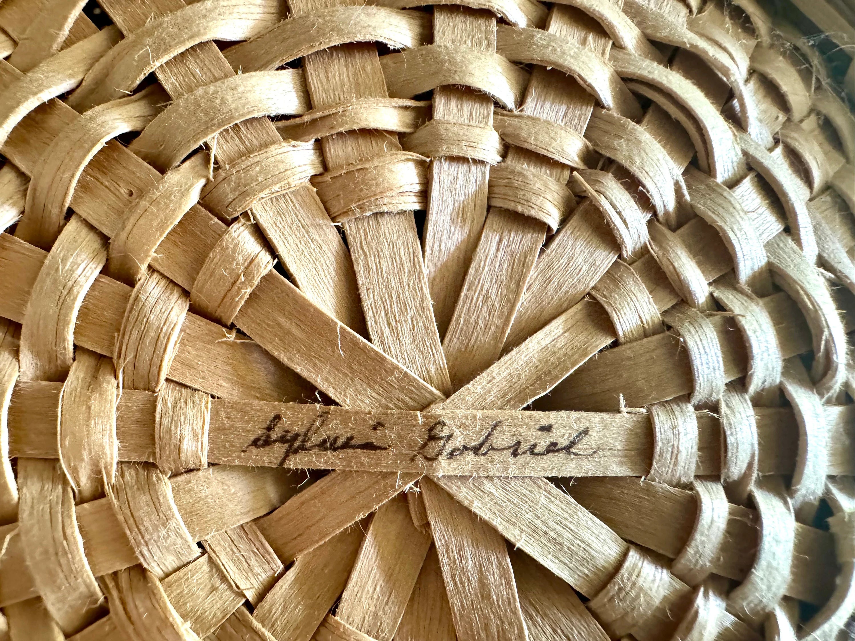 Vtg Native American Passamaquoddy Basket | Sylvia Gabriel Signed Wabanaki Basket | Woven Ash and Sweetgrass Basket| Northeastern Basket